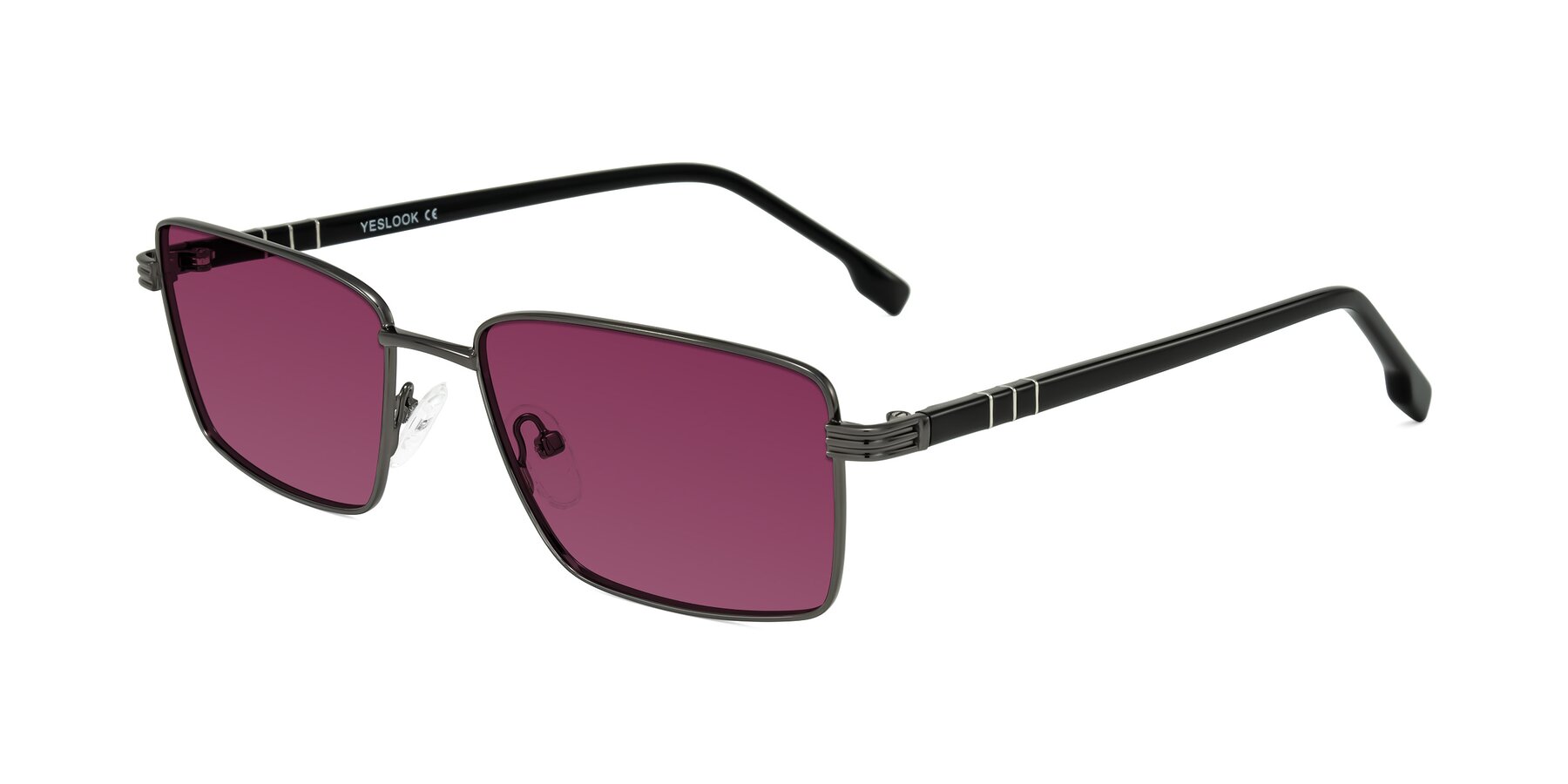 Angle of Raiyah in Gunmetal/Black with Wine Tinted Lenses