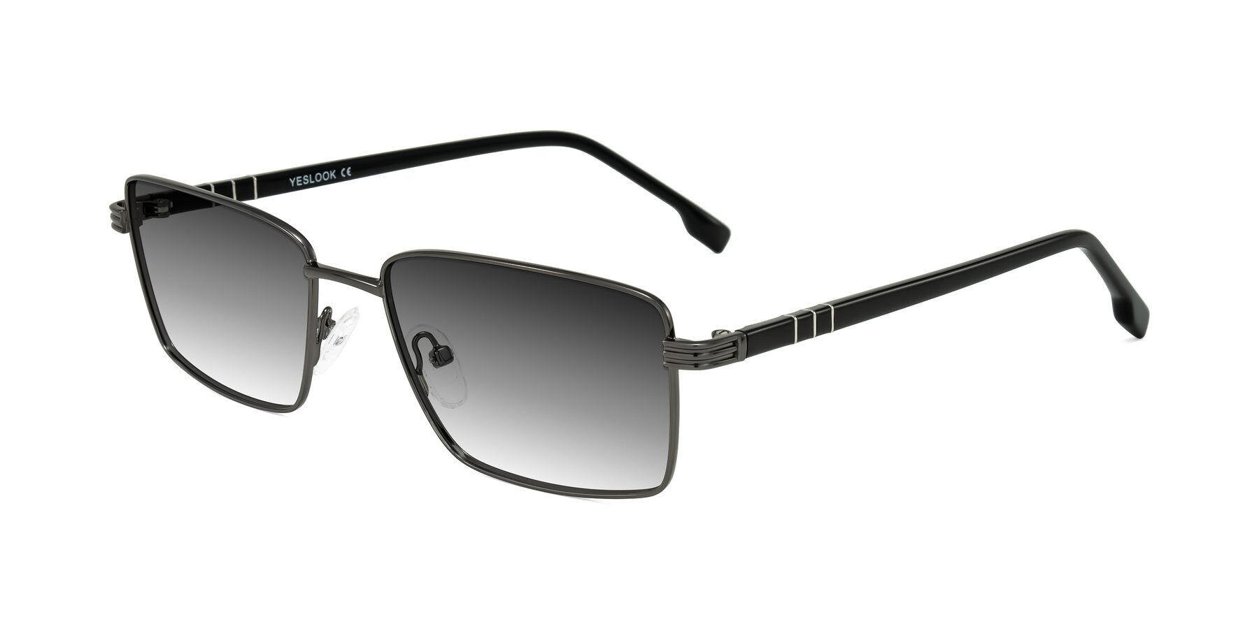 Angle of Raiyah in Gunmetal/Black with Gray Gradient Lenses