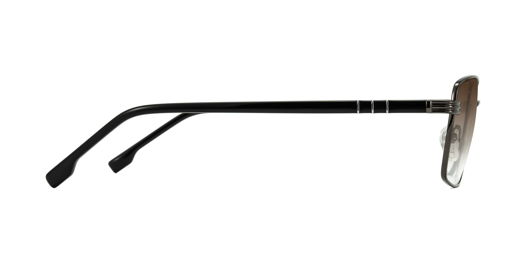 Side of Raiyah in Gunmetal/Black with Brown Gradient Lenses