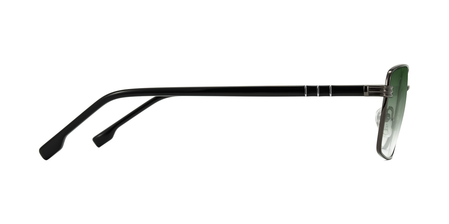 Side of Raiyah in Gunmetal/Black with Green Gradient Lenses