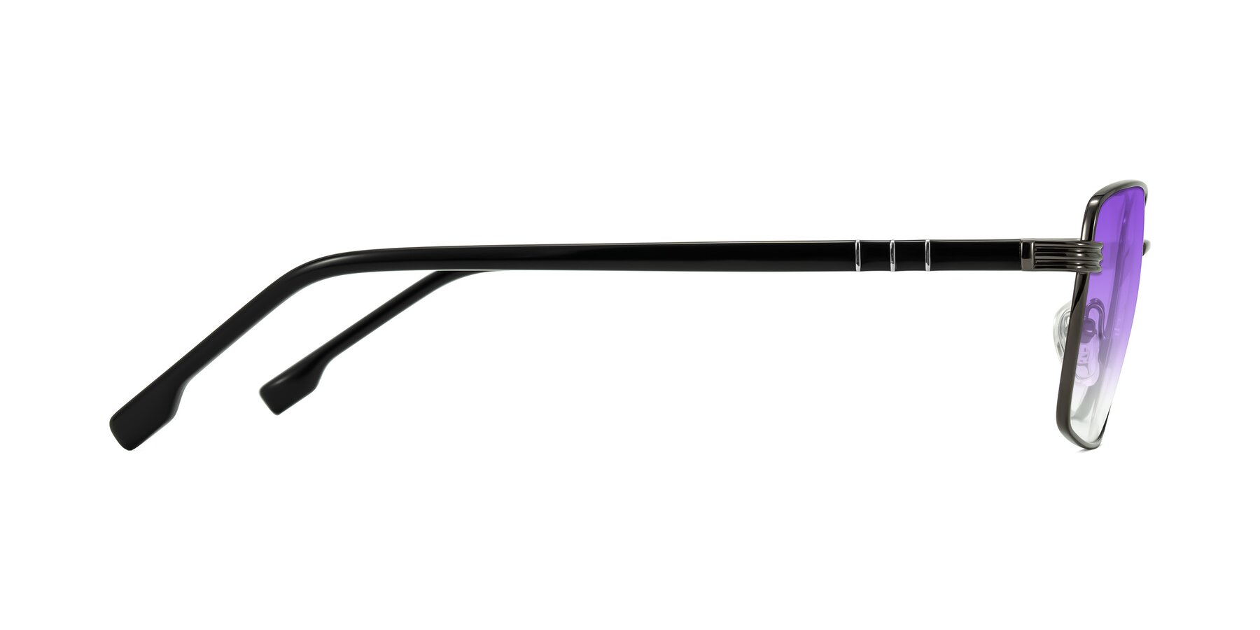 Side of Raiyah in Gunmetal/Black with Purple Gradient Lenses