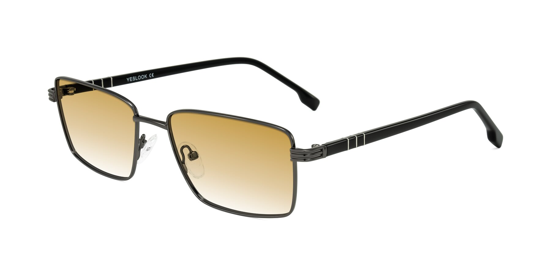 Angle of Raiyah in Gunmetal/Black with Champagne Gradient Lenses