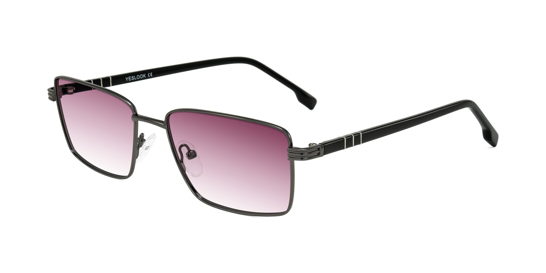 Angle of Raiyah in Gunmetal/Black with Wine Gradient Lenses