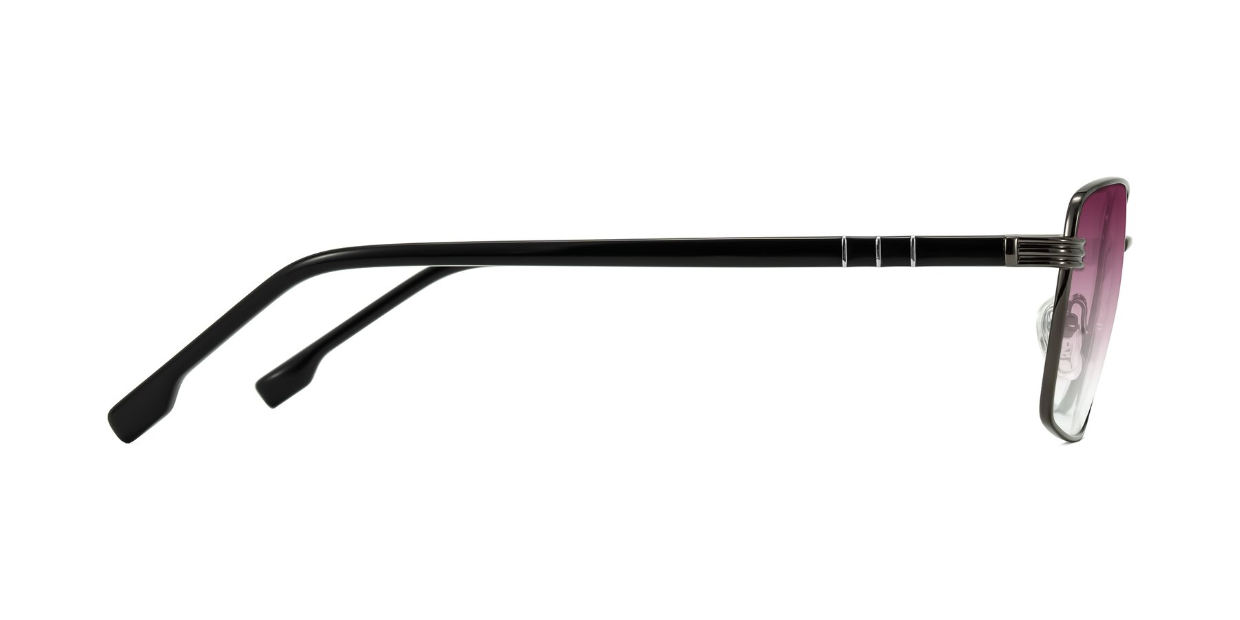 Side of Raiyah in Gunmetal/Black with Wine Gradient Lenses