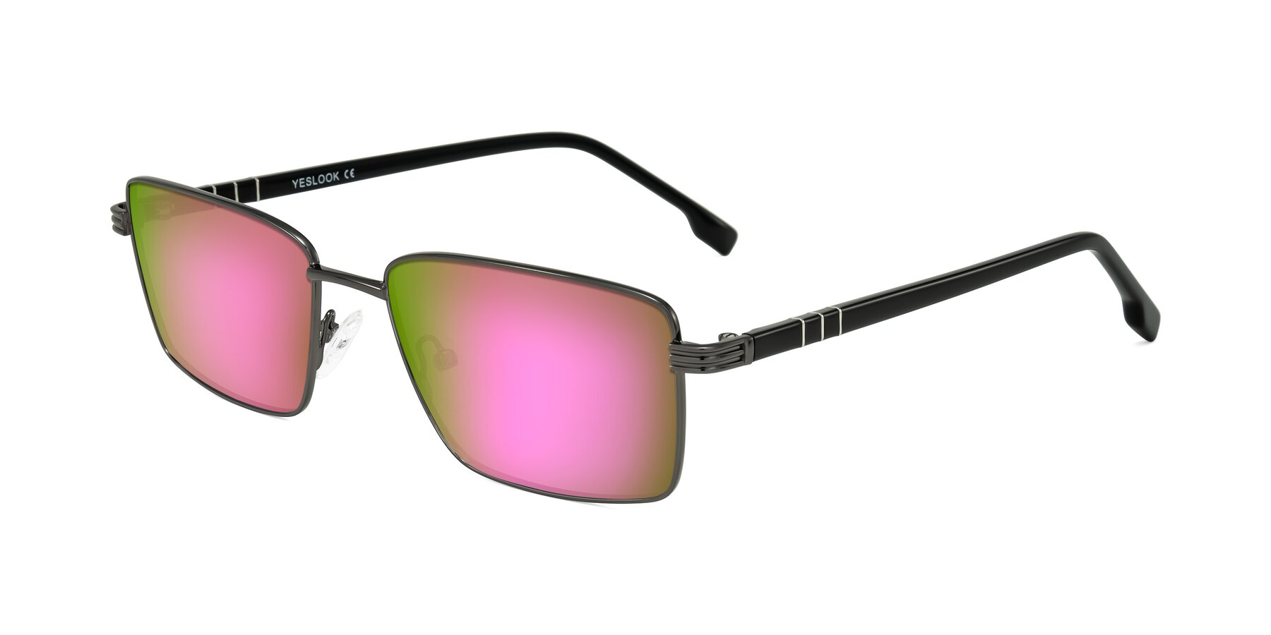 Angle of Raiyah in Gunmetal/Black with Pink Mirrored Lenses