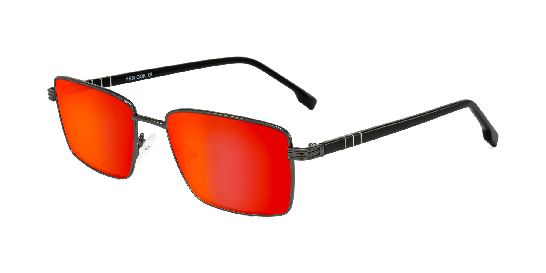 Angle of Raiyah in Gunmetal/Black with Red Gold Mirrored Lenses