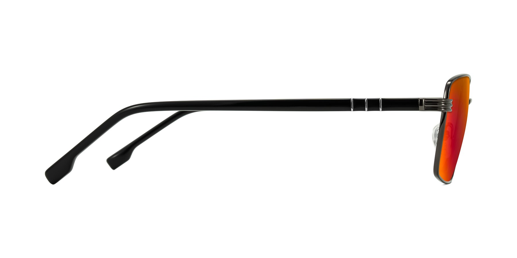 Side of Raiyah in Gunmetal/Black with Red Gold Mirrored Lenses