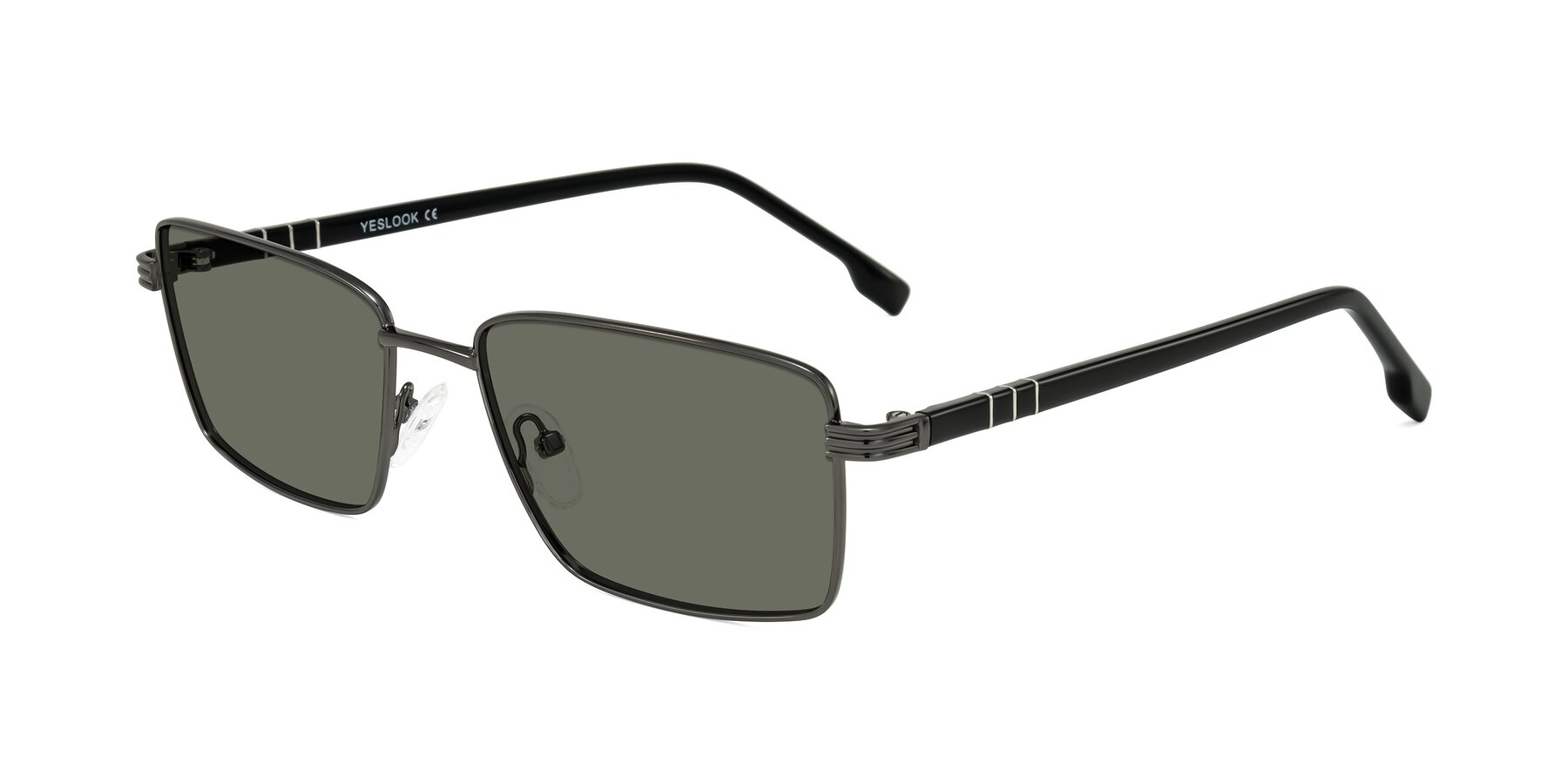 Angle of Raiyah in Gunmetal/Black with Gray Polarized Lenses