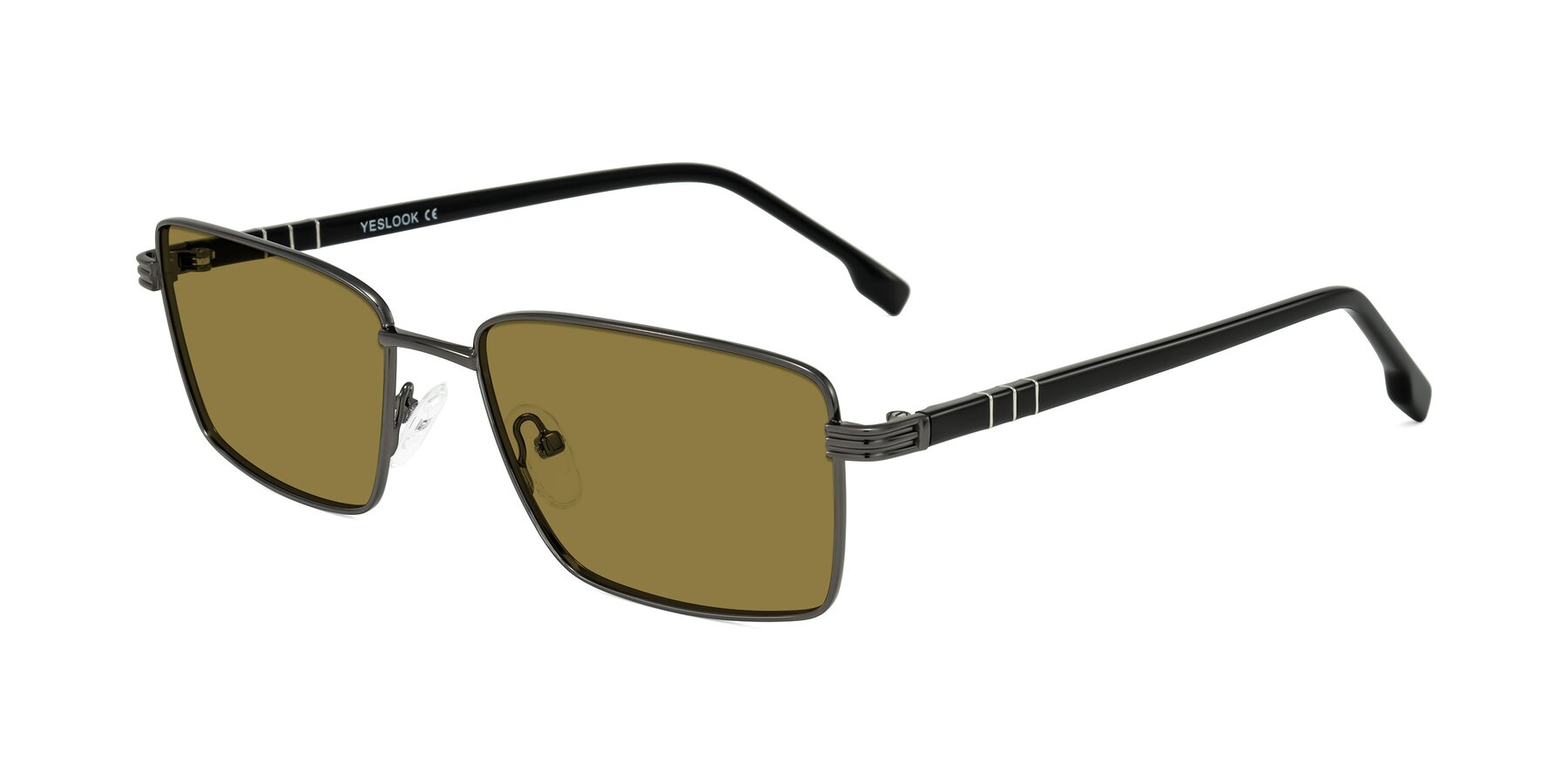 Angle of Raiyah in Gunmetal/Black with Brown Polarized Lenses