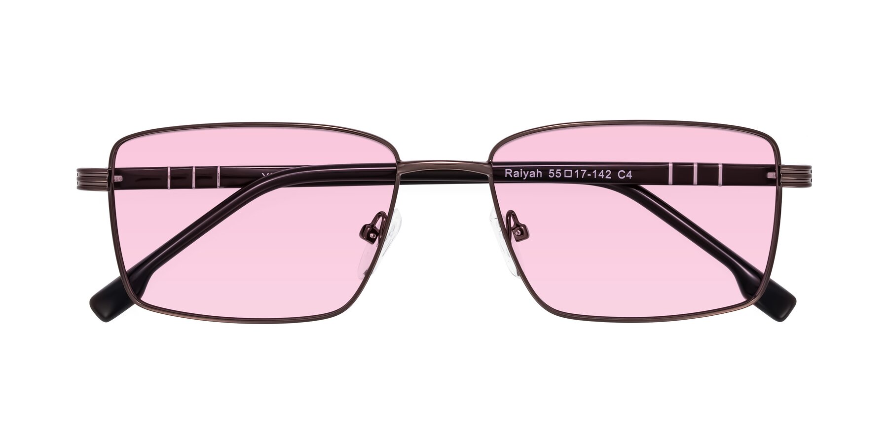 Folded Front of Raiyah in Bronze/Dark Brown with Light Pink Tinted Lenses
