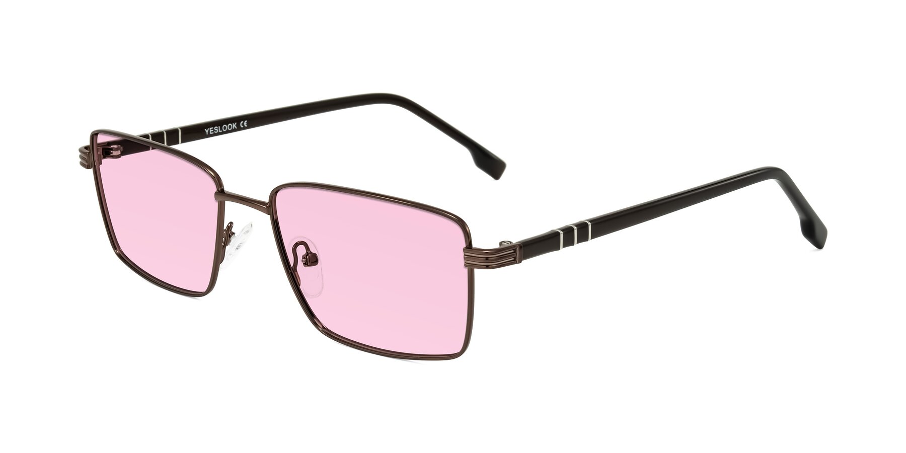Angle of Raiyah in Bronze/Dark Brown with Light Pink Tinted Lenses