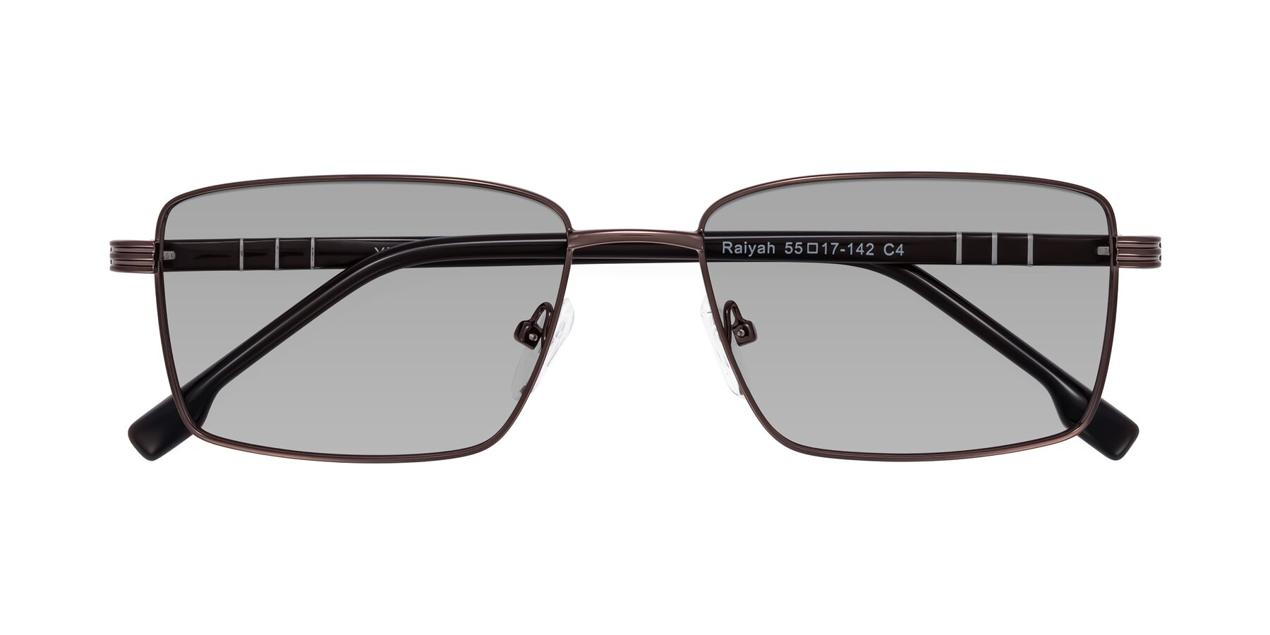 Folded Front of Raiyah in Bronze/Dark Brown with Light Gray Tinted Lenses