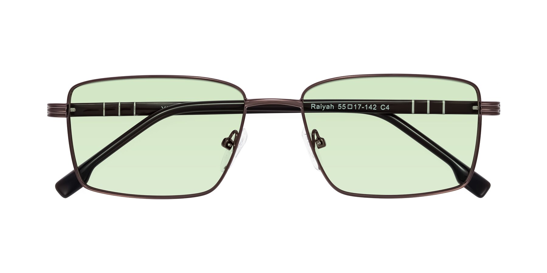 Folded Front of Raiyah in Bronze/Dark Brown with Light Green Tinted Lenses