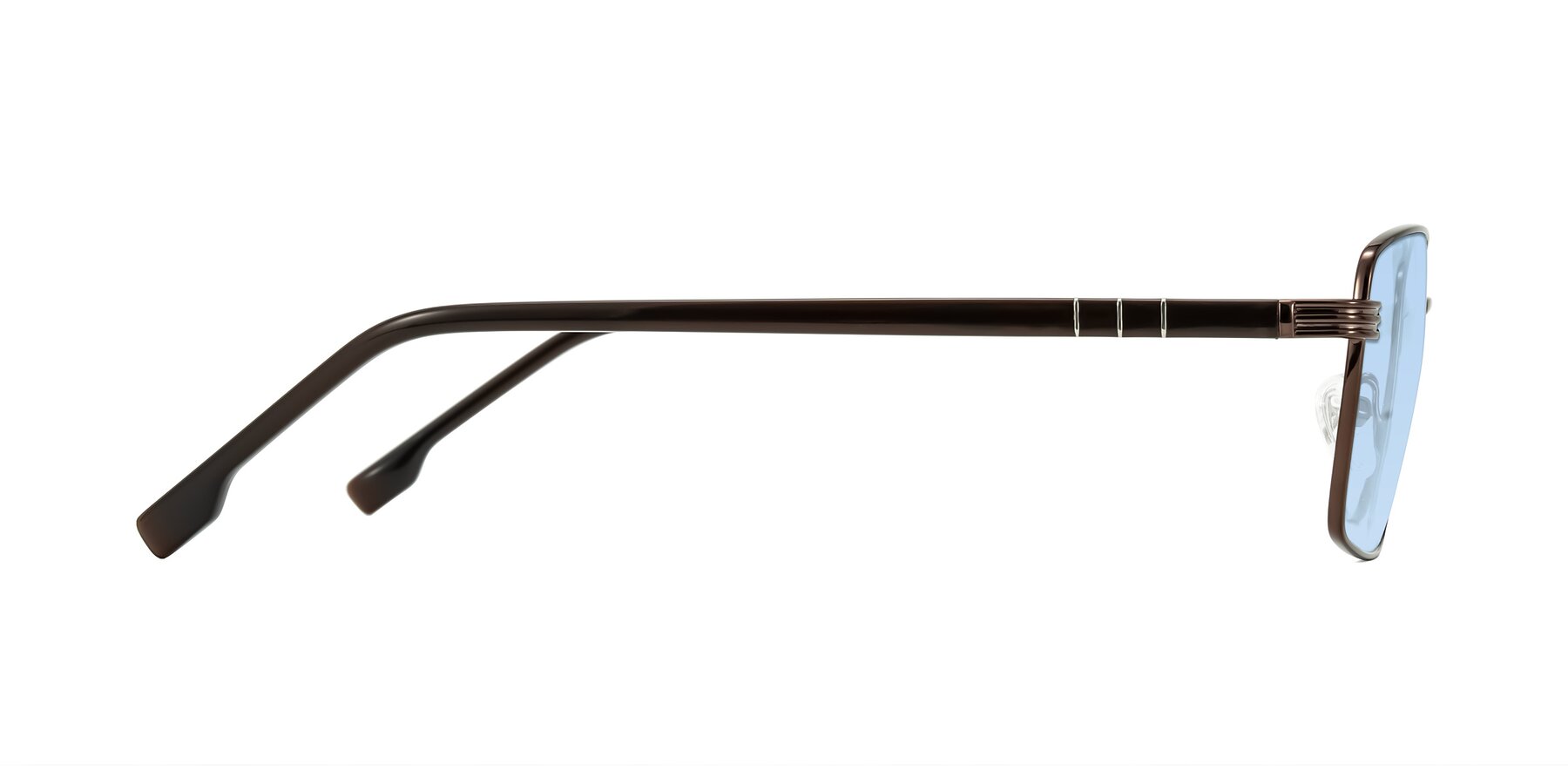 Side of Raiyah in Bronze/Dark Brown with Light Blue Tinted Lenses