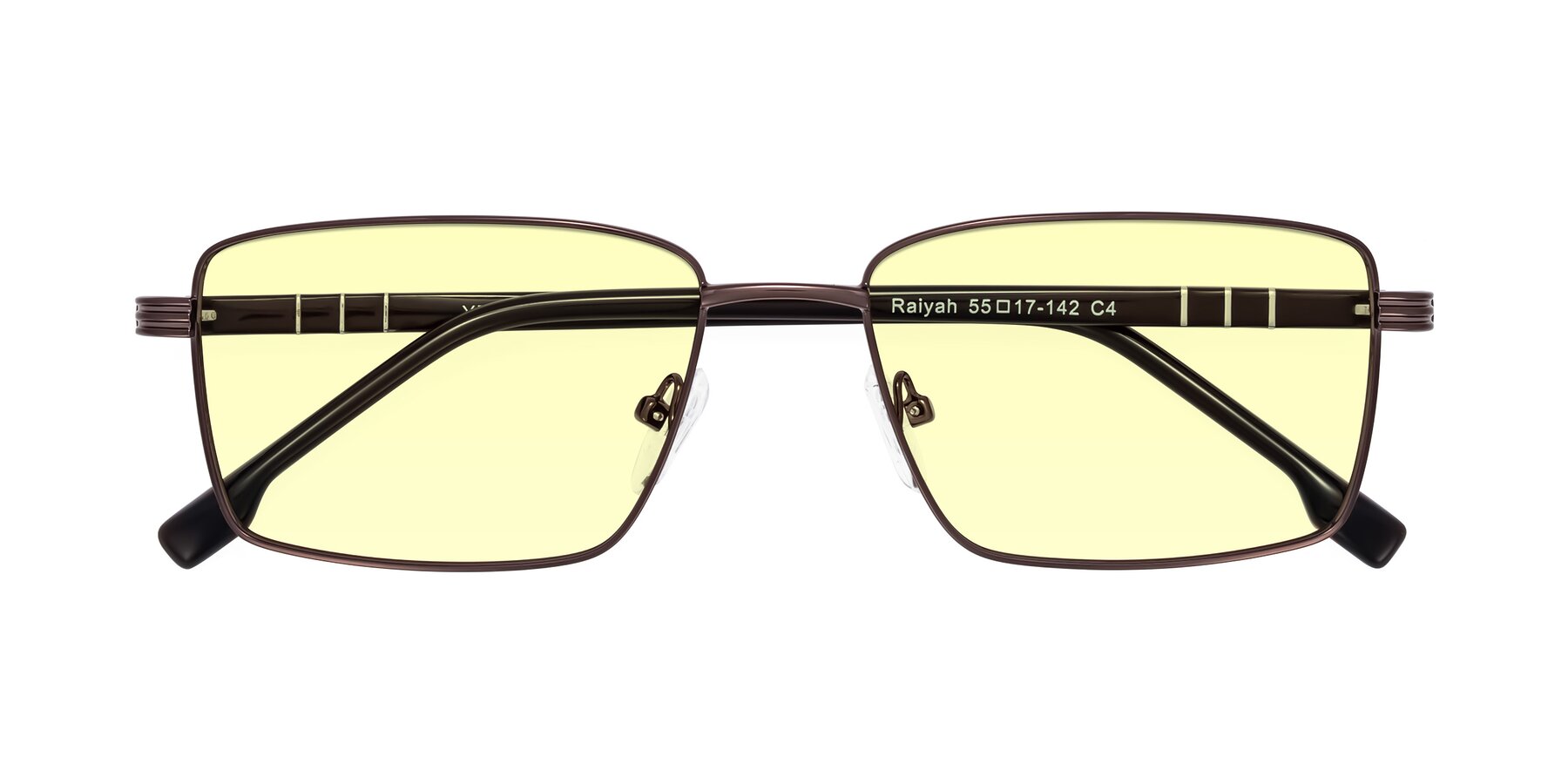 Folded Front of Raiyah in Bronze/Dark Brown with Light Yellow Tinted Lenses