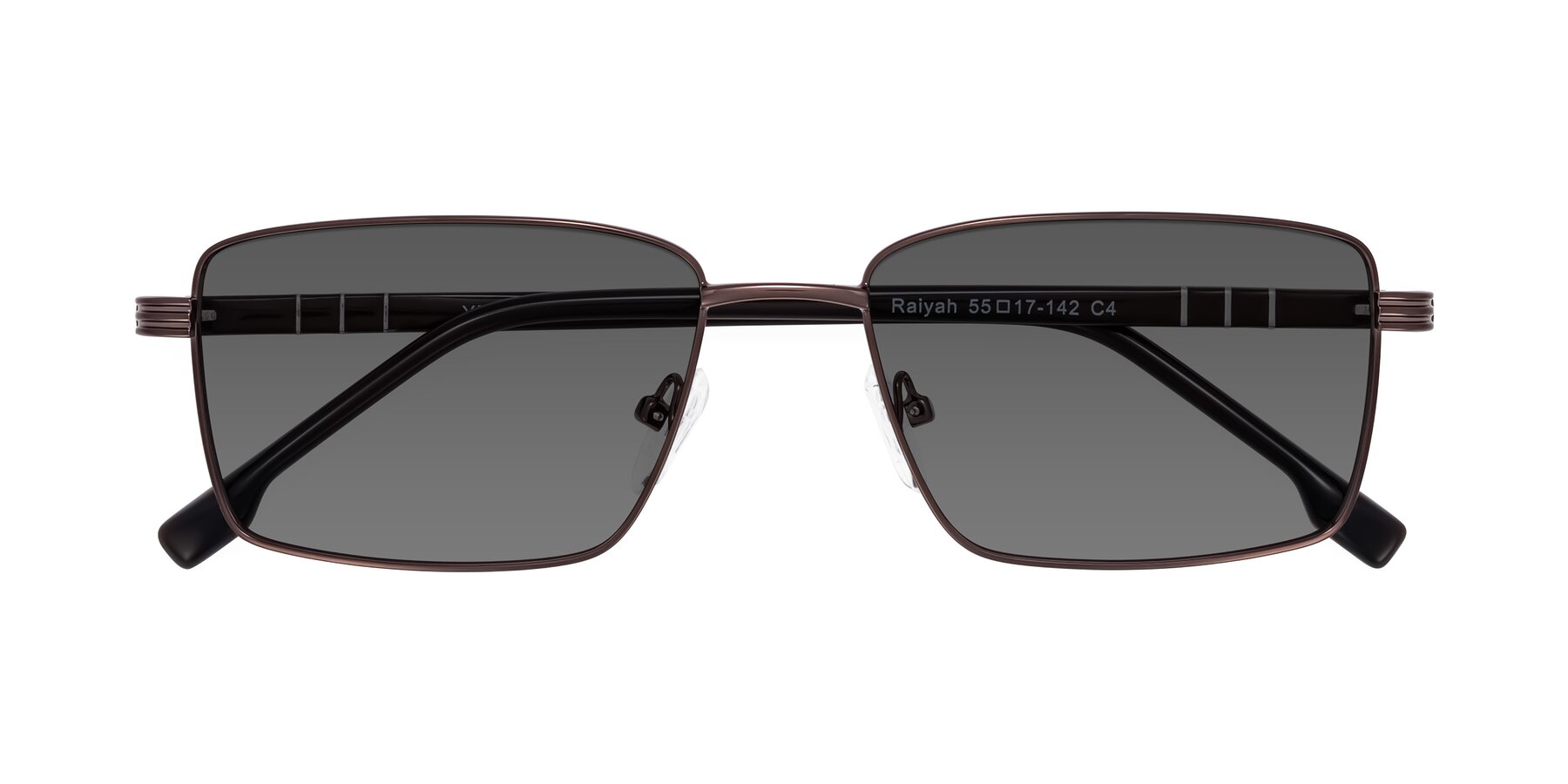 Folded Front of Raiyah in Bronze/Dark Brown with Medium Gray Tinted Lenses