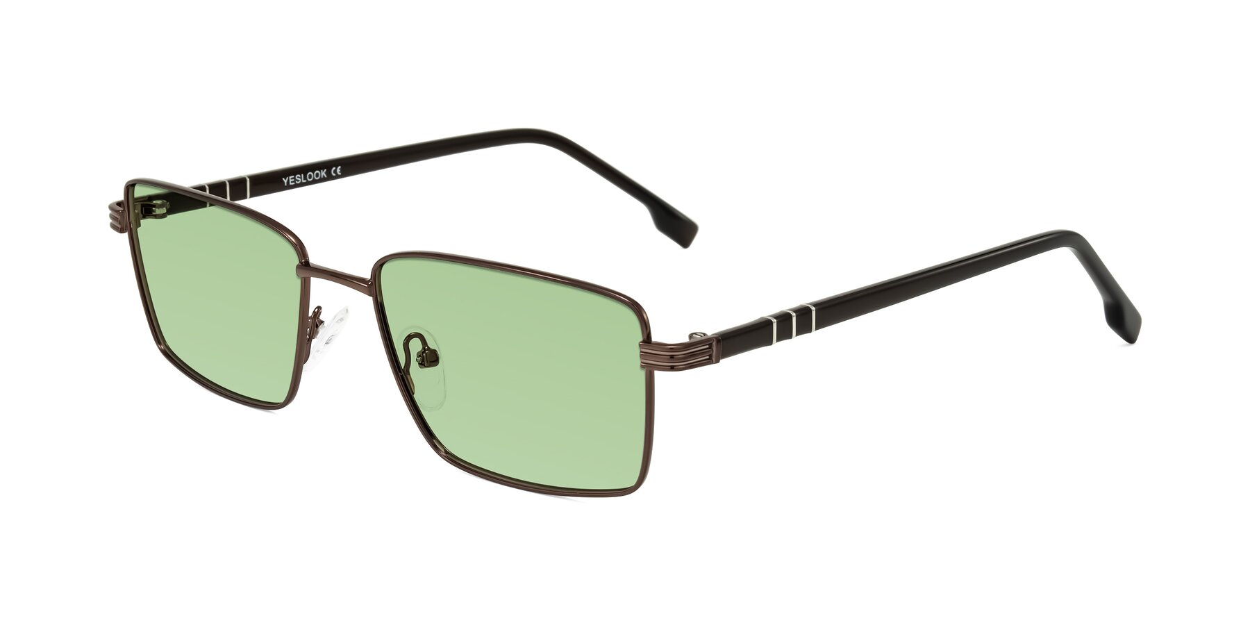 Angle of Raiyah in Bronze/Dark Brown with Medium Green Tinted Lenses