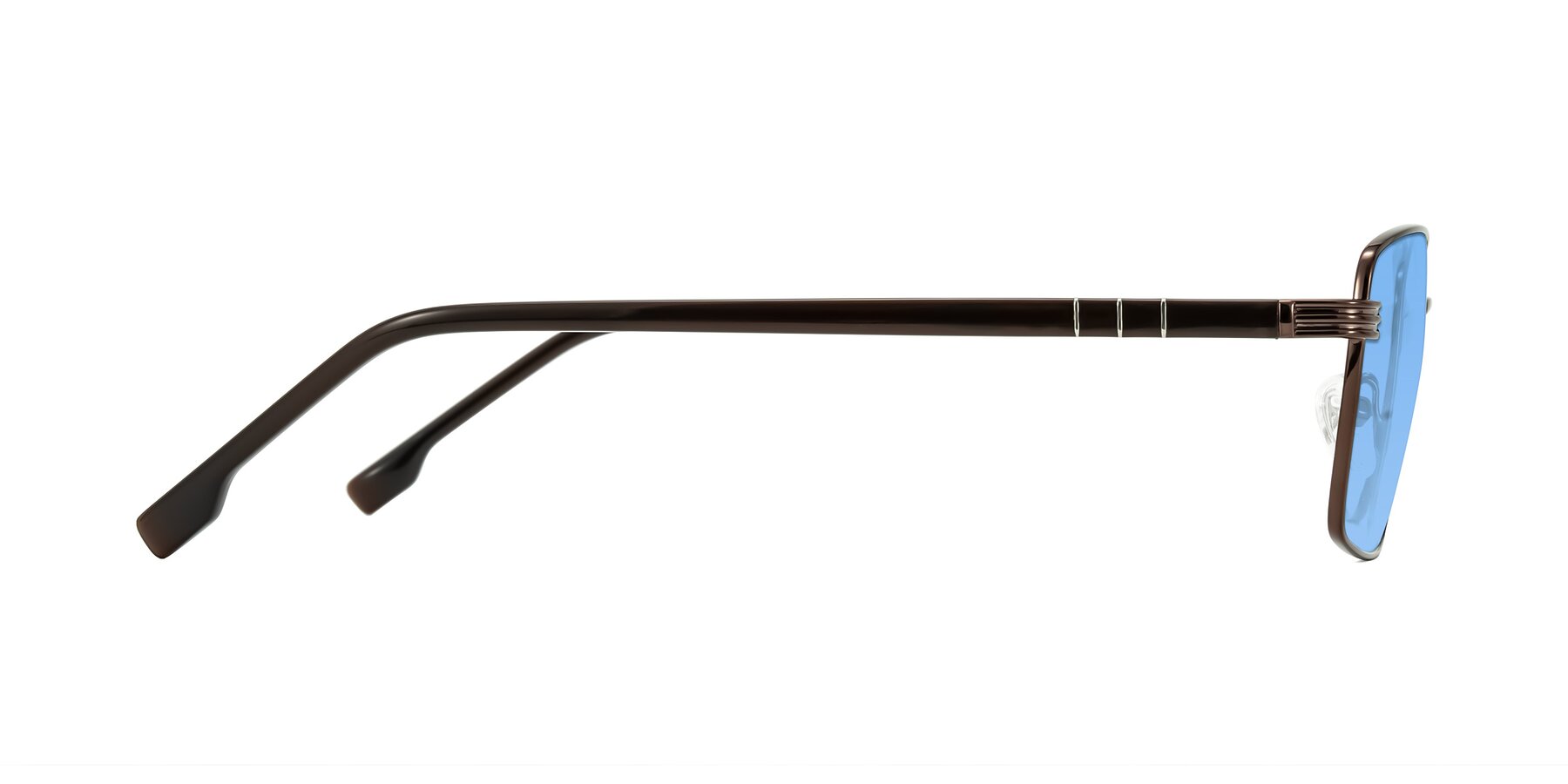 Side of Raiyah in Bronze/Dark Brown with Medium Blue Tinted Lenses