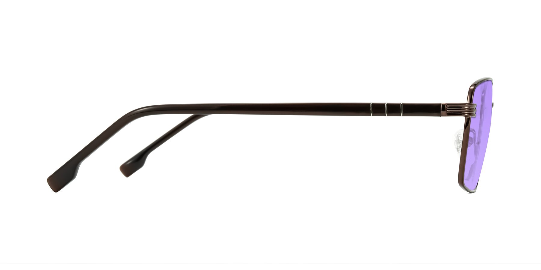 Side of Raiyah in Bronze/Dark Brown with Medium Purple Tinted Lenses