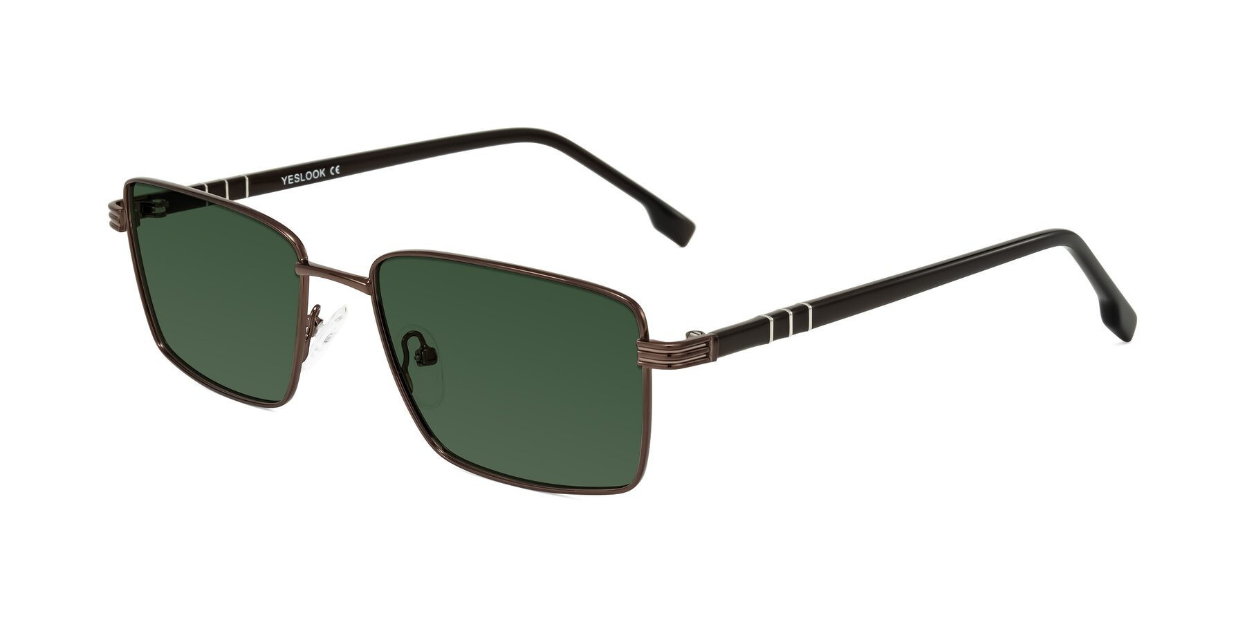Angle of Raiyah in Bronze/Dark Brown with Green Tinted Lenses