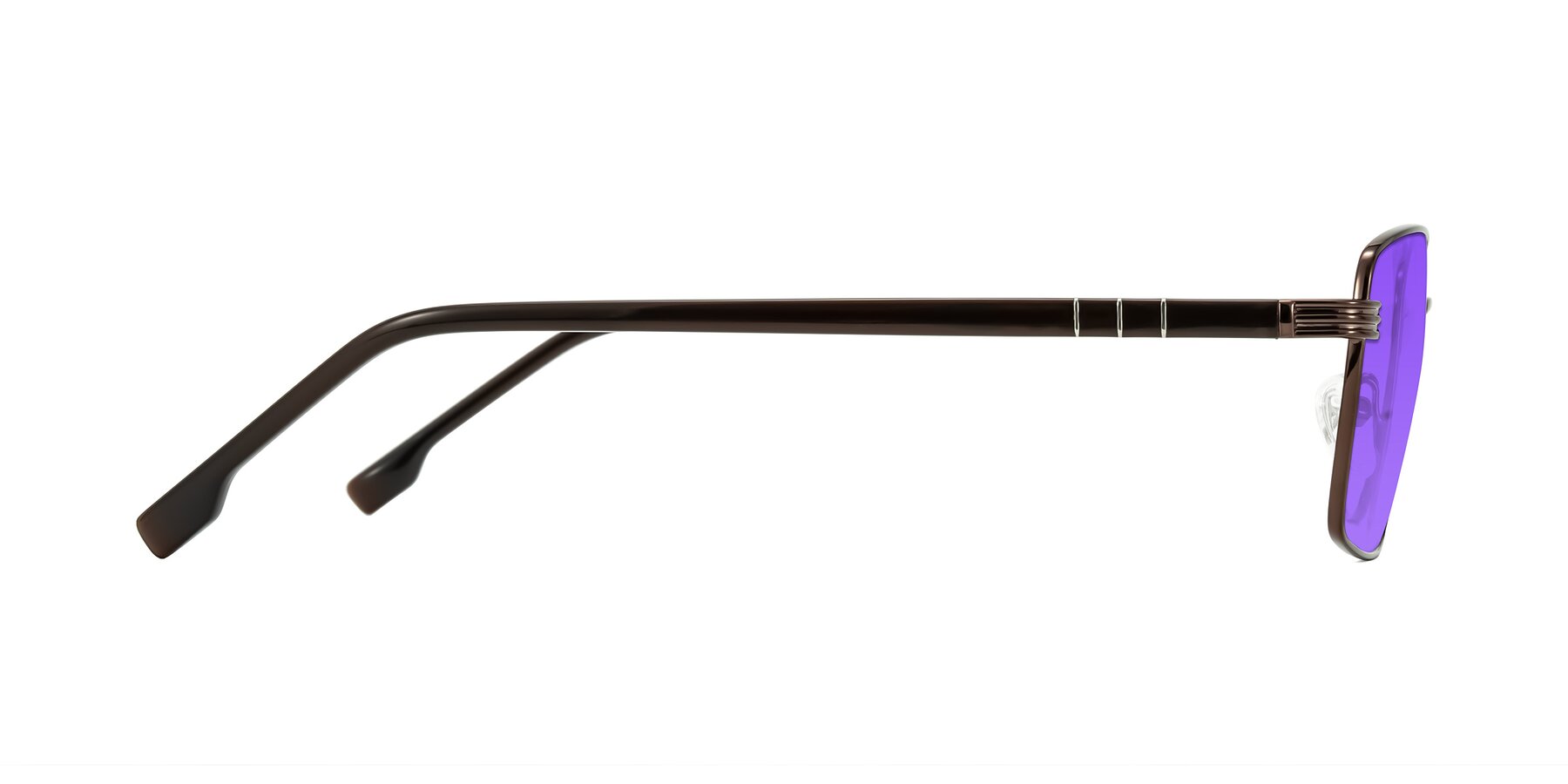 Side of Raiyah in Bronze/Dark Brown with Purple Tinted Lenses
