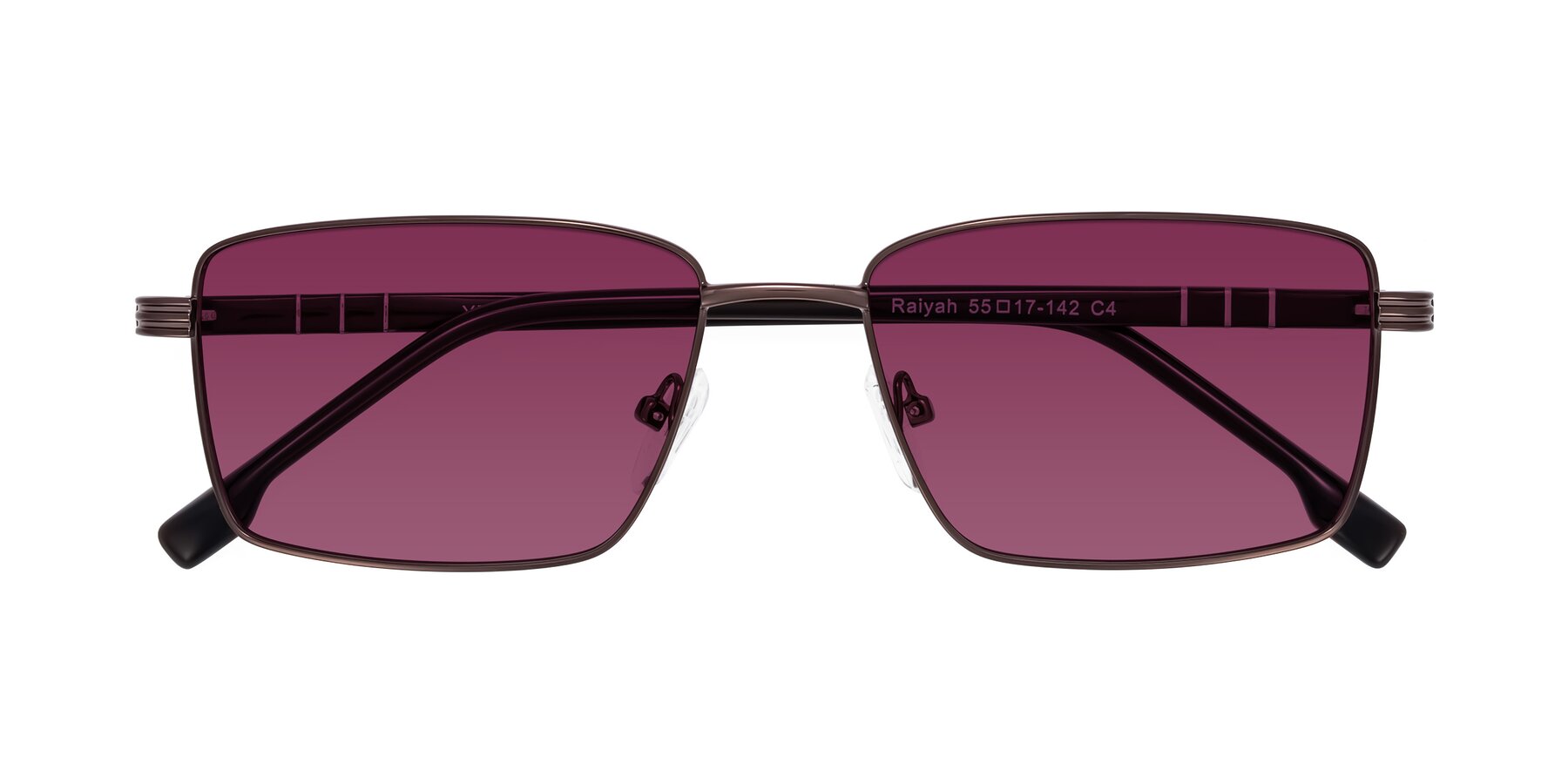 Folded Front of Raiyah in Bronze/Dark Brown with Wine Tinted Lenses