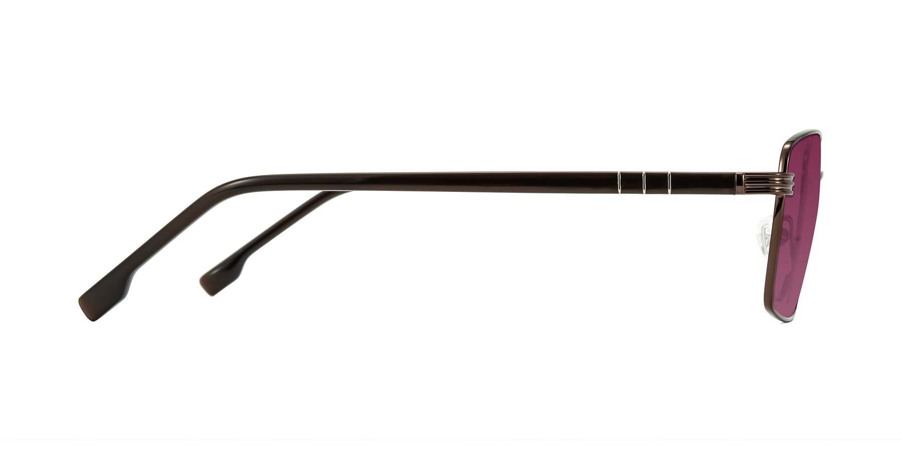 Side of Raiyah in Bronze/Dark Brown with Wine Tinted Lenses