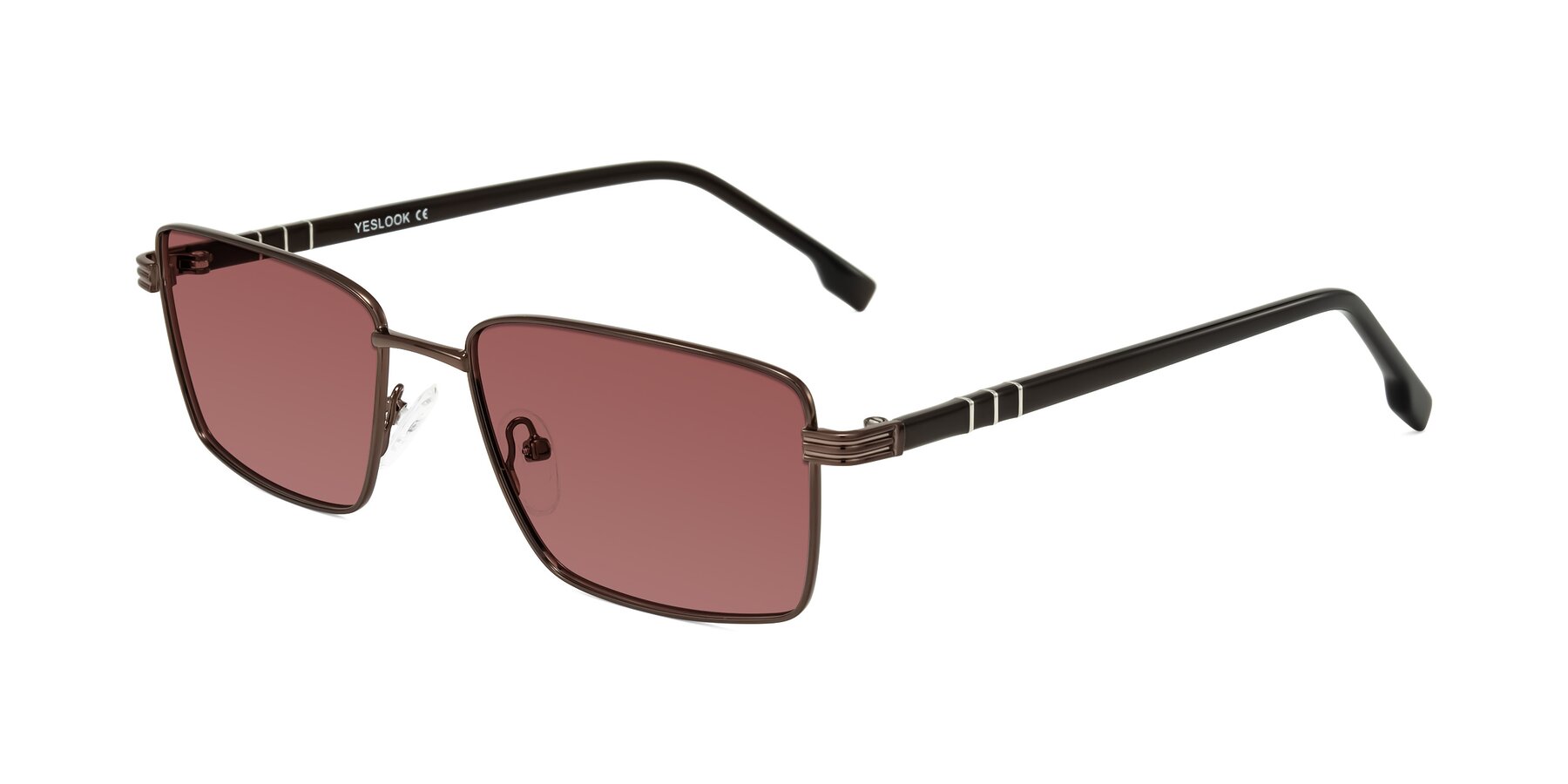 Angle of Raiyah in Bronze/Dark Brown with Garnet Tinted Lenses