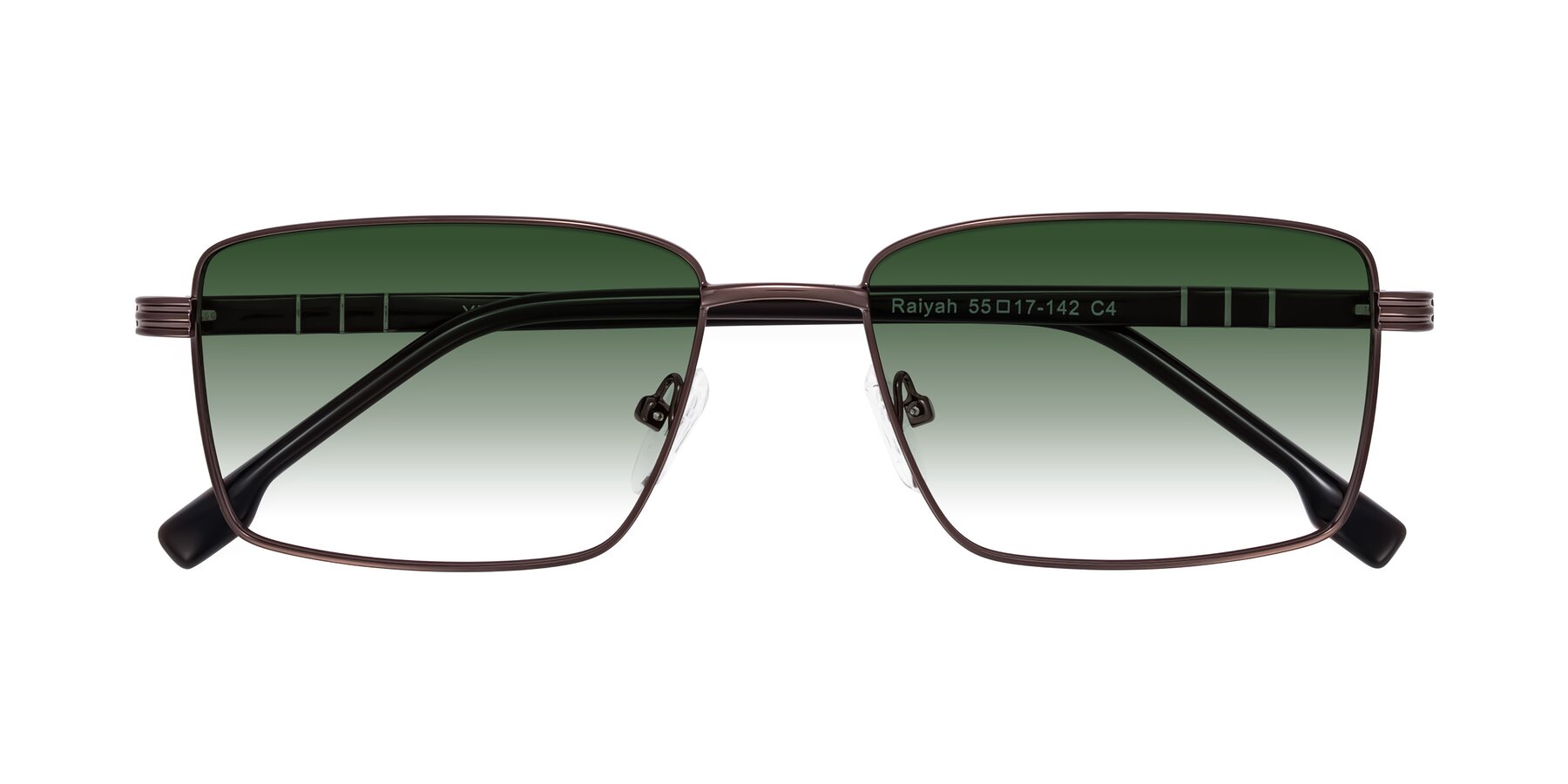 Folded Front of Raiyah in Bronze/Dark Brown with Green Gradient Lenses