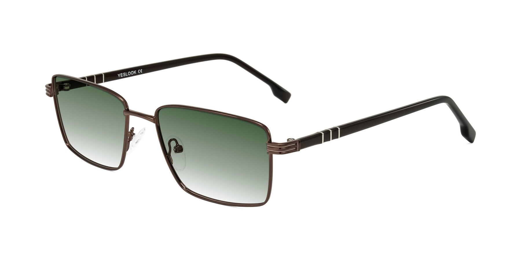 Angle of Raiyah in Bronze/Dark Brown with Green Gradient Lenses