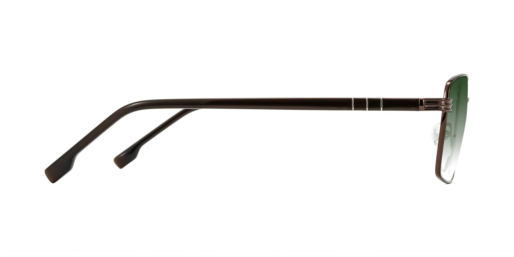 Side of Raiyah in Bronze/Dark Brown with Green Gradient Lenses