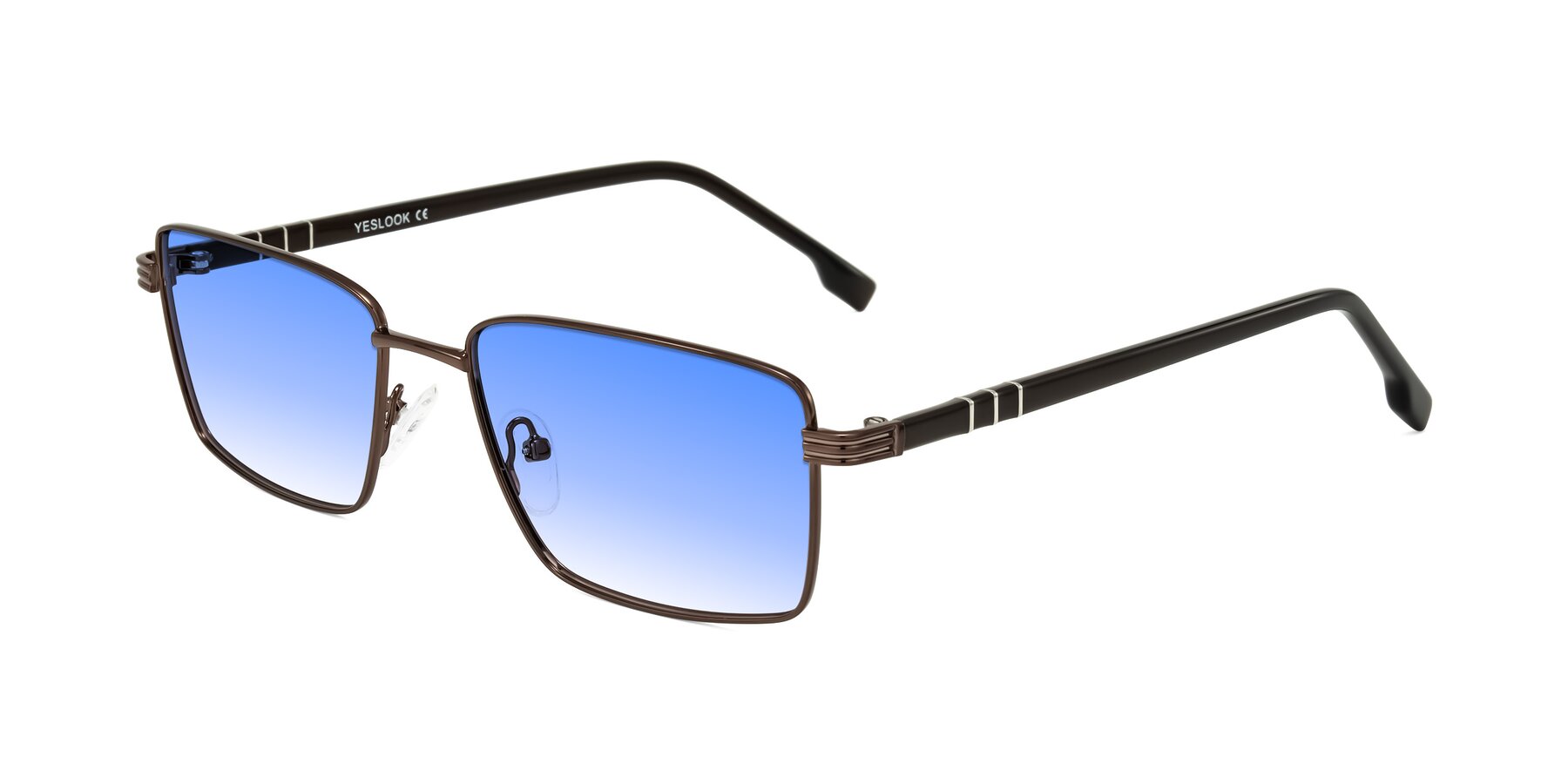 Angle of Raiyah in Bronze/Dark Brown with Blue Gradient Lenses