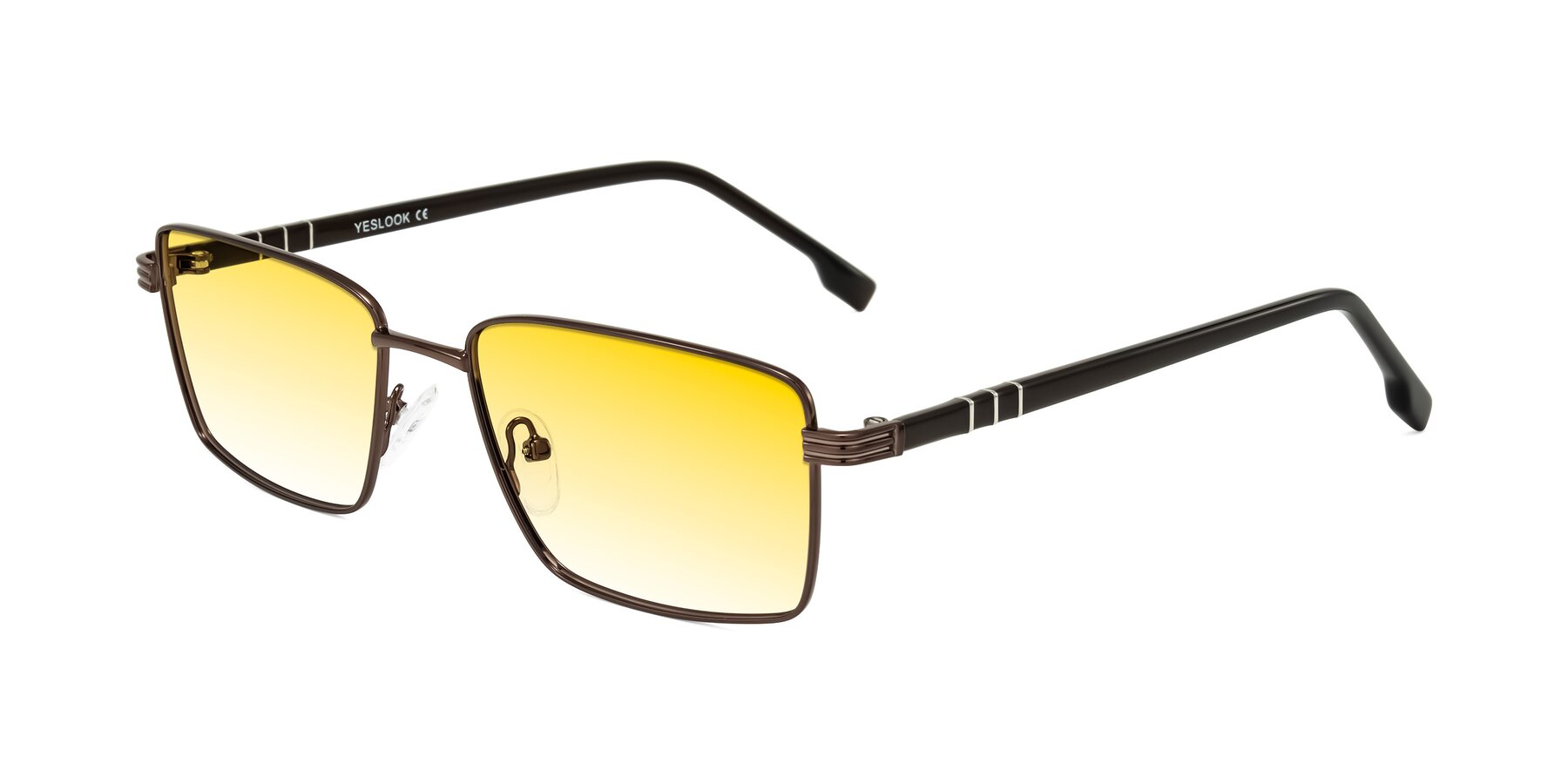 Angle of Raiyah in Bronze/Dark Brown with Yellow Gradient Lenses