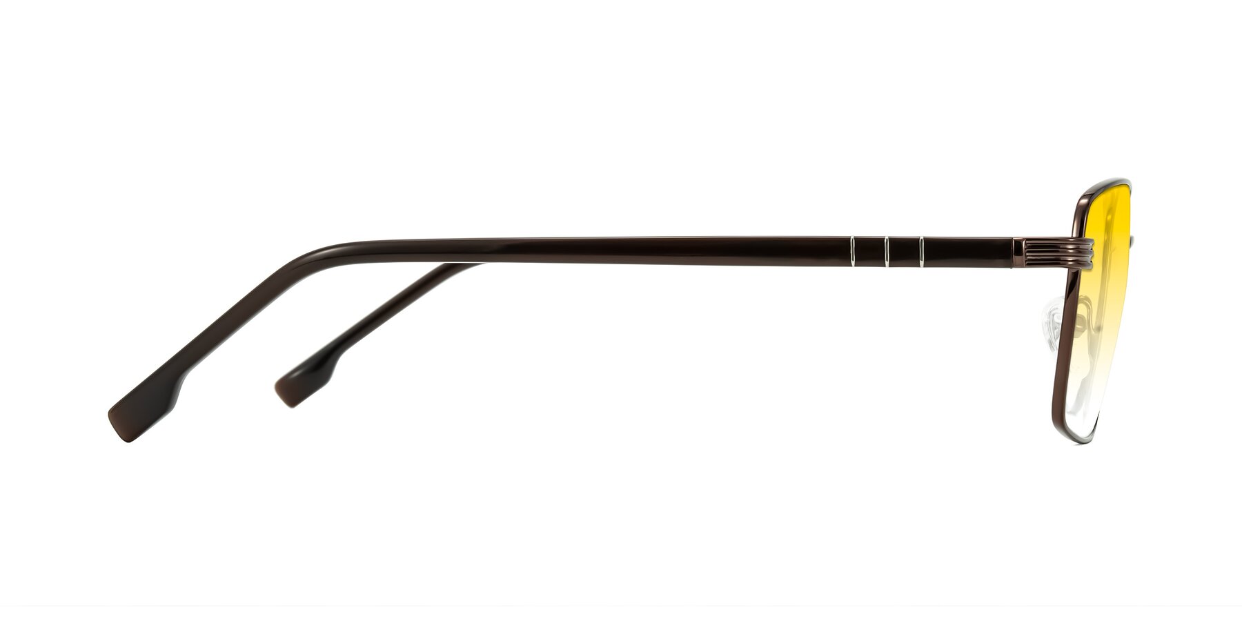 Side of Raiyah in Bronze/Dark Brown with Yellow Gradient Lenses