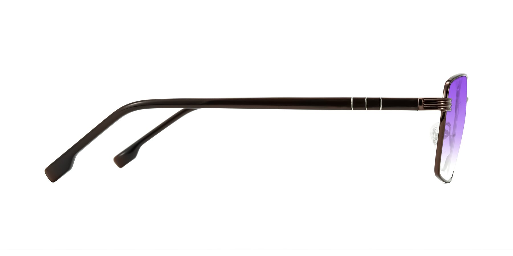 Side of Raiyah in Bronze/Dark Brown with Purple Gradient Lenses