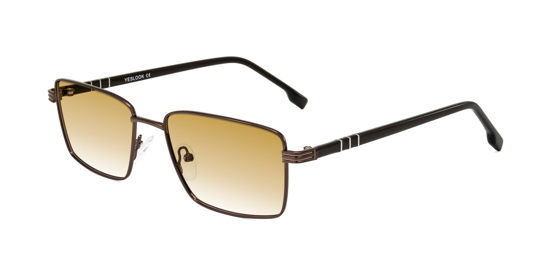 Angle of Raiyah in Bronze/Dark Brown with Champagne Gradient Lenses