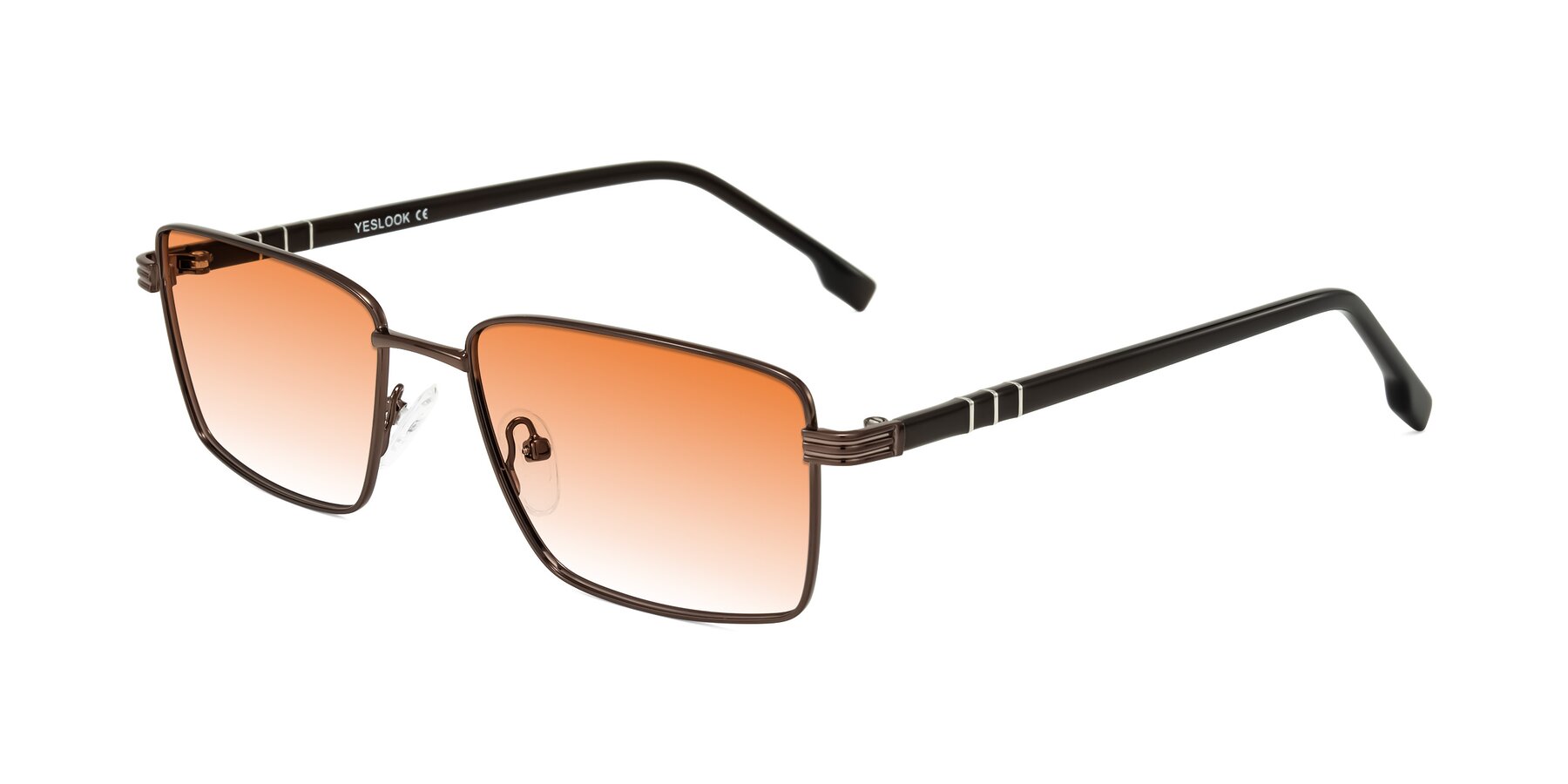 Angle of Raiyah in Bronze/Dark Brown with Orange Gradient Lenses