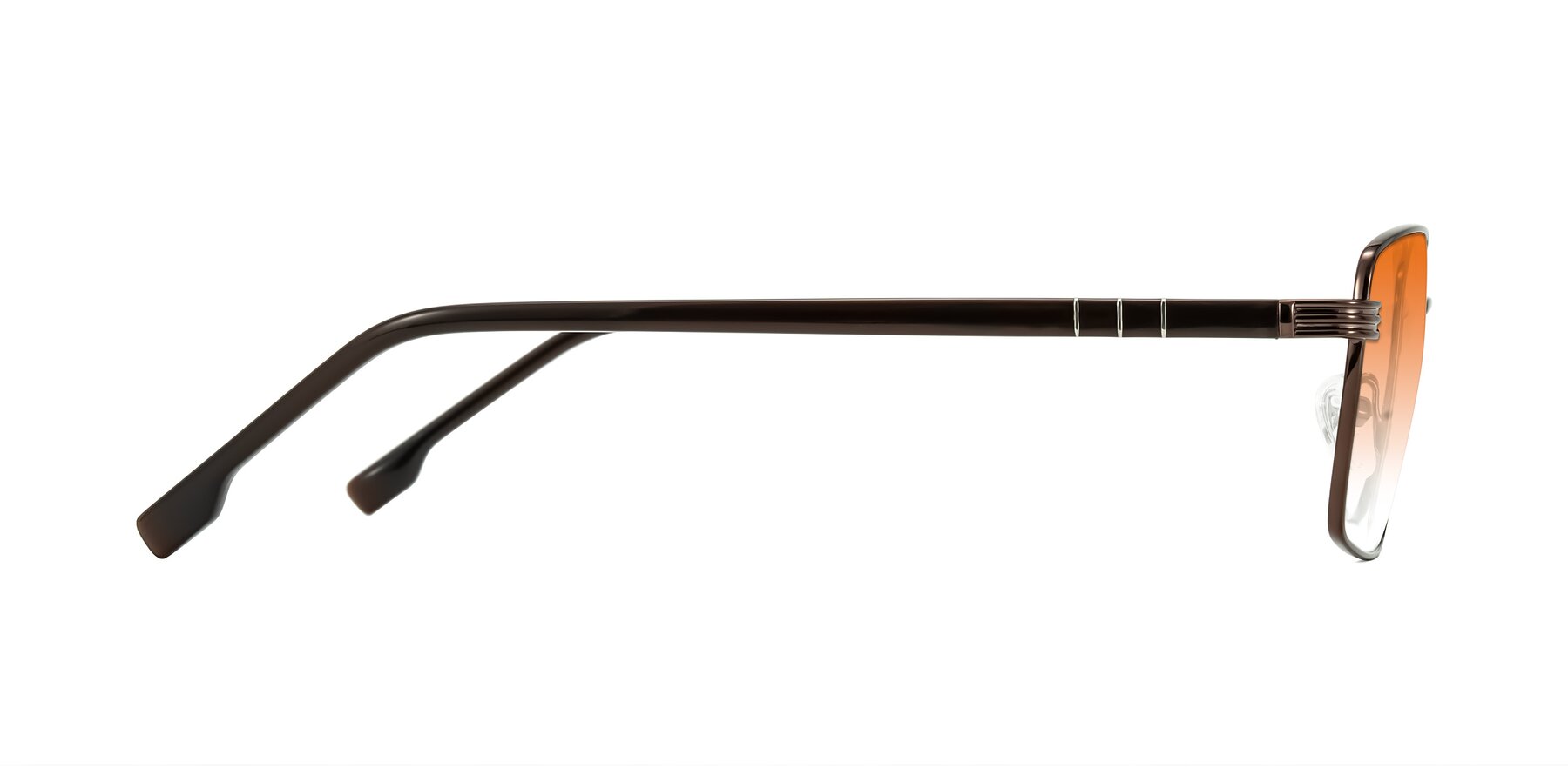 Side of Raiyah in Bronze/Dark Brown with Orange Gradient Lenses