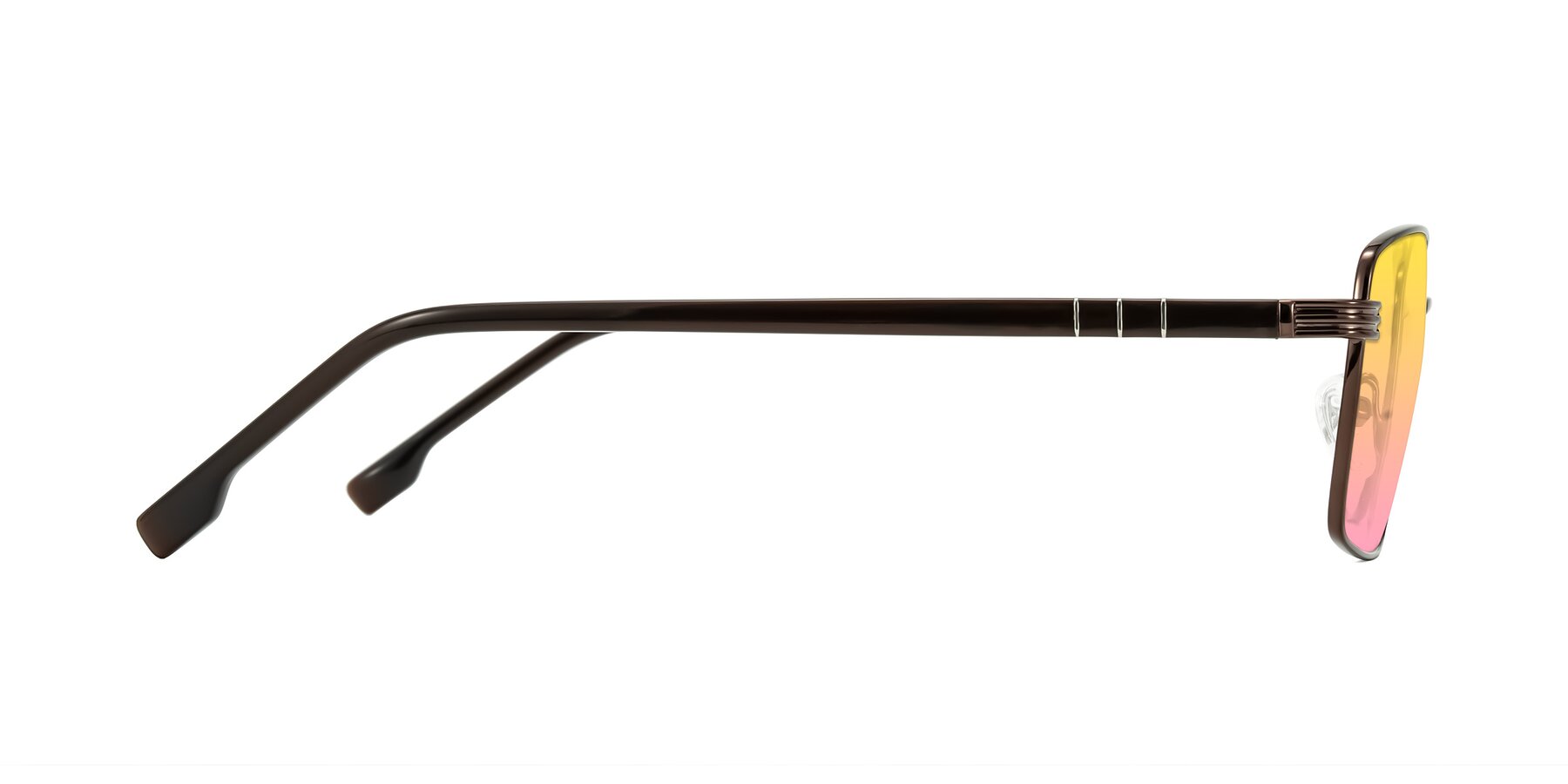 Side of Raiyah in Bronze/Dark Brown with Yellow / Pink Gradient Lenses