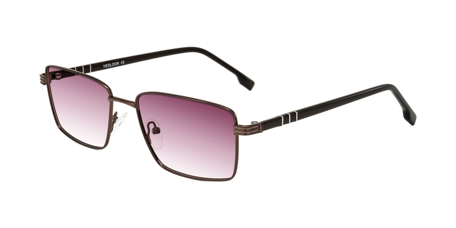 Angle of Raiyah in Bronze/Dark Brown with Wine Gradient Lenses