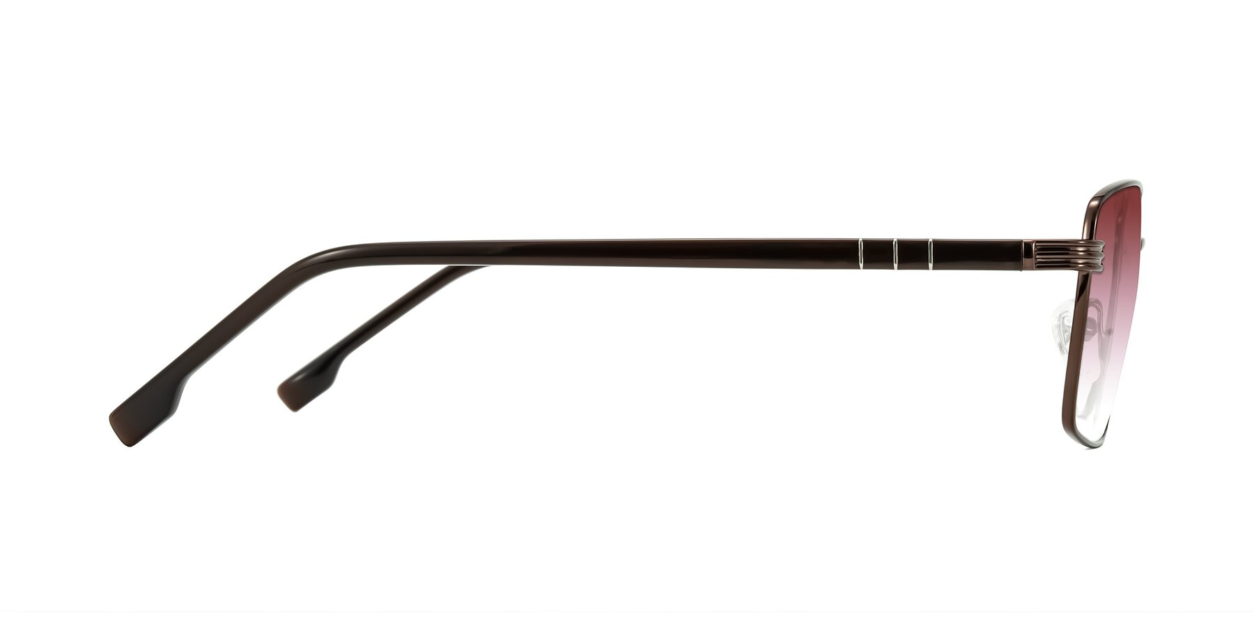 Side of Raiyah in Bronze/Dark Brown with Garnet Gradient Lenses