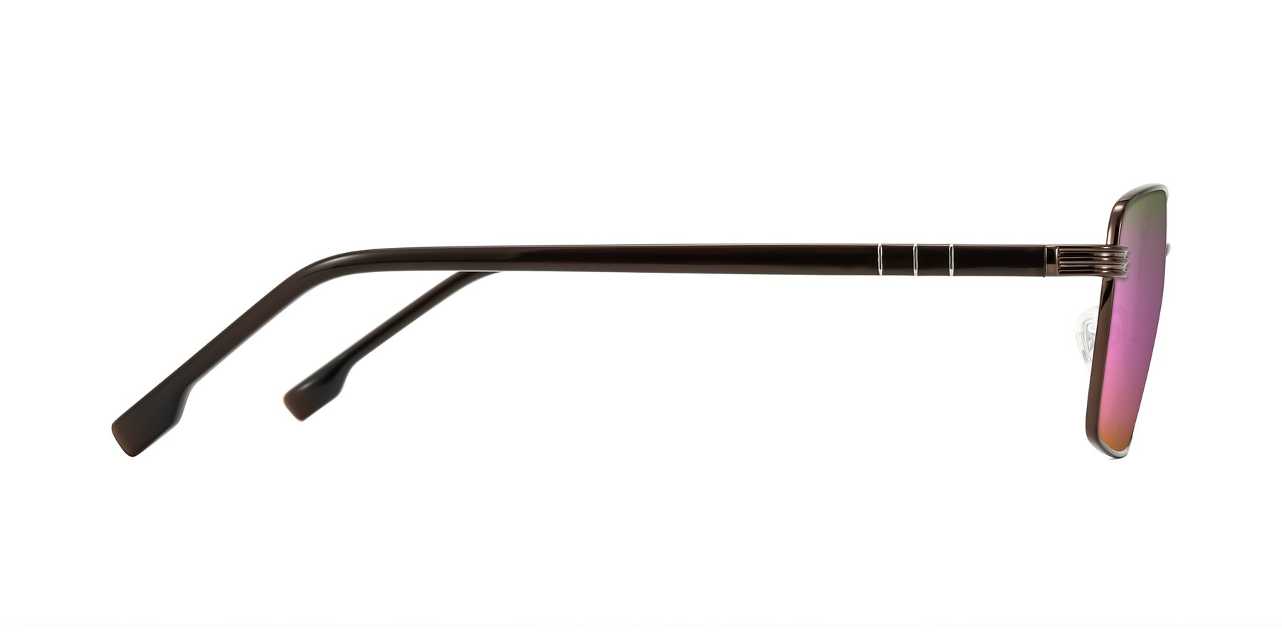 Side of Raiyah in Bronze/Dark Brown with Pink Mirrored Lenses