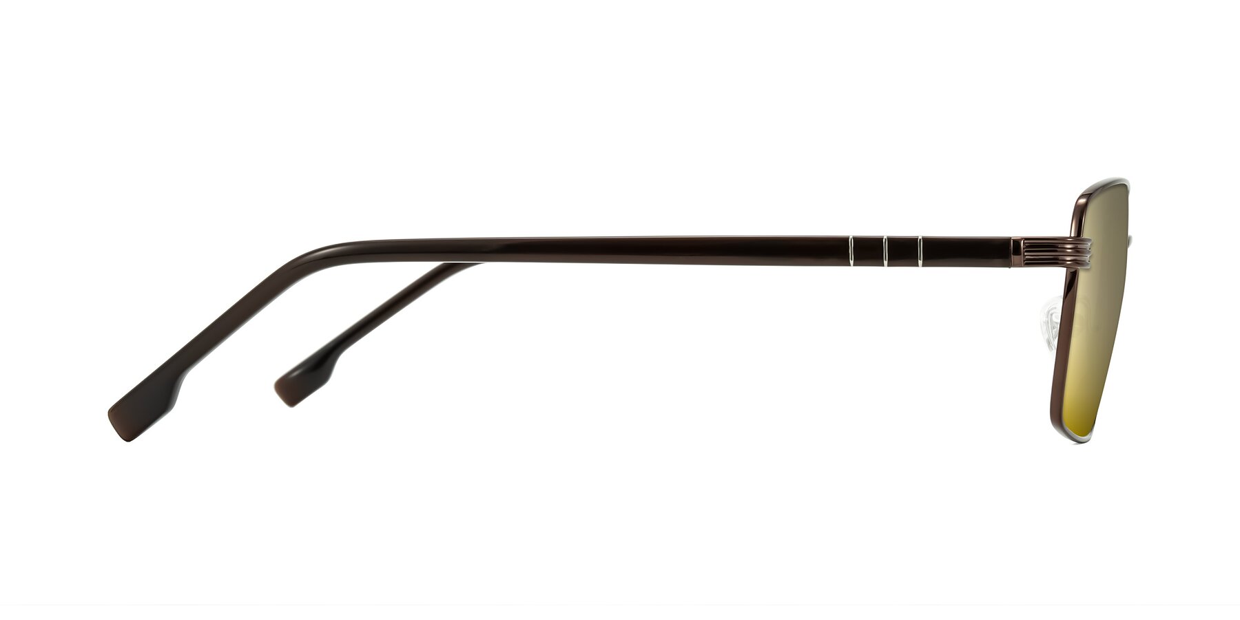 Side of Raiyah in Bronze/Dark Brown with Gold Mirrored Lenses