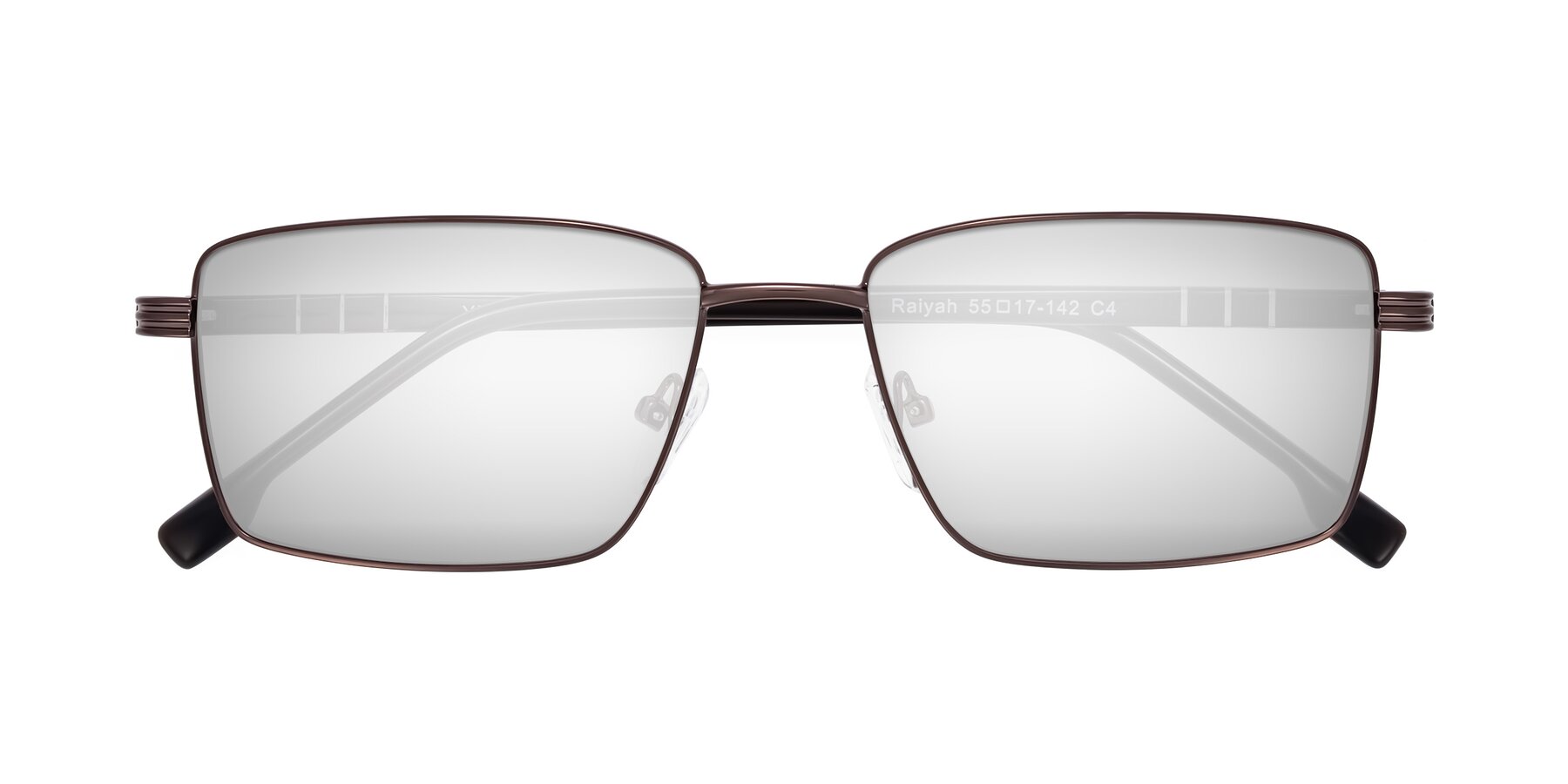 Folded Front of Raiyah in Bronze/Dark Brown with Silver Mirrored Lenses