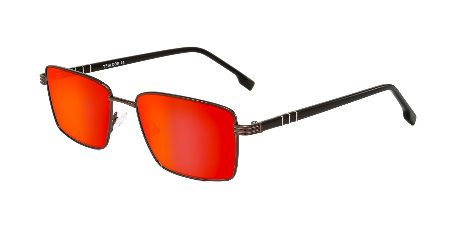 Angle of Raiyah in Bronze/Dark Brown with Red Gold Mirrored Lenses