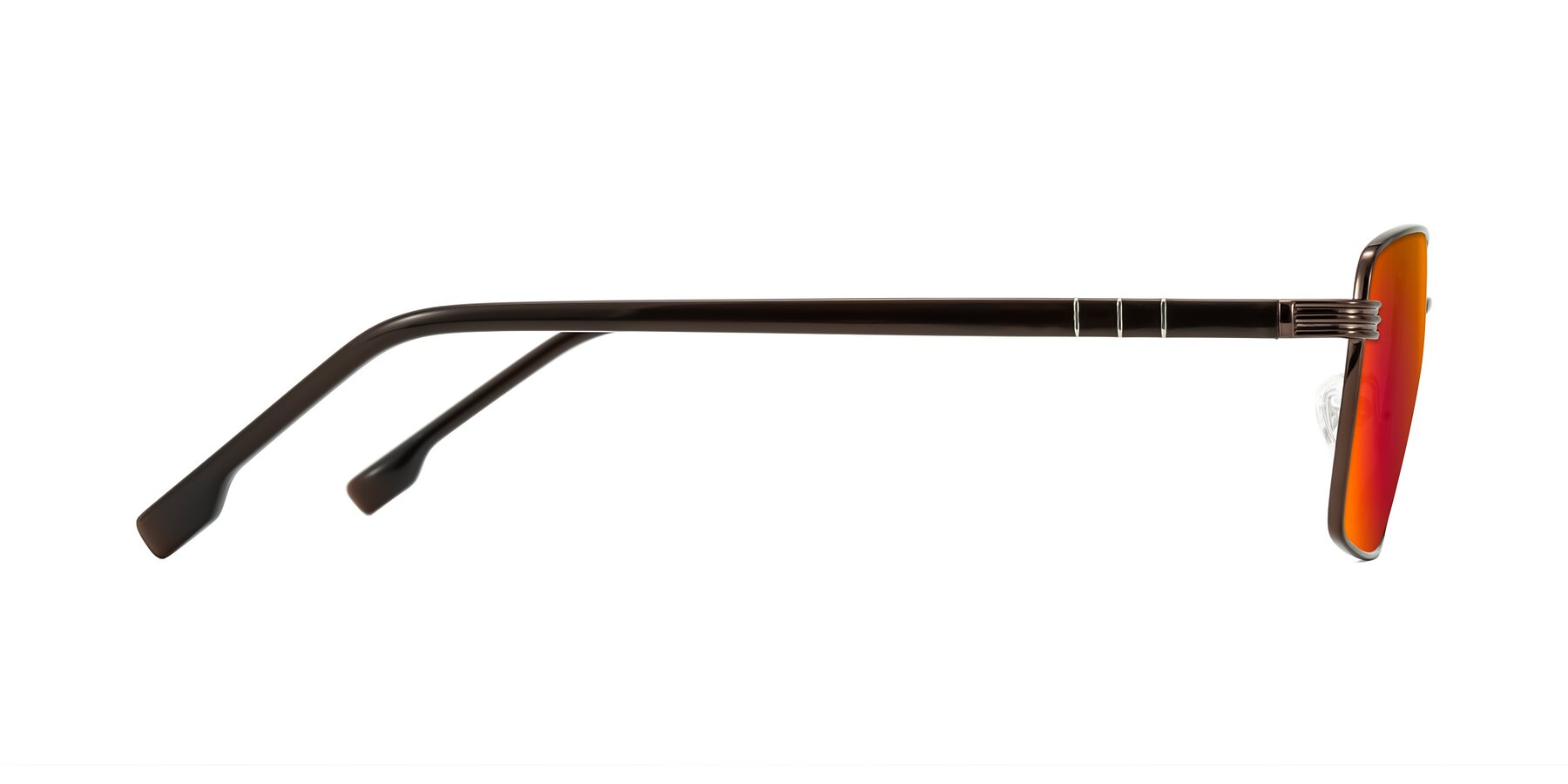 Side of Raiyah in Bronze/Dark Brown with Red Gold Mirrored Lenses