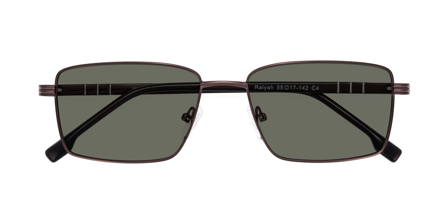 Folded Front of Raiyah in Bronze/Dark Brown with Gray Polarized Lenses