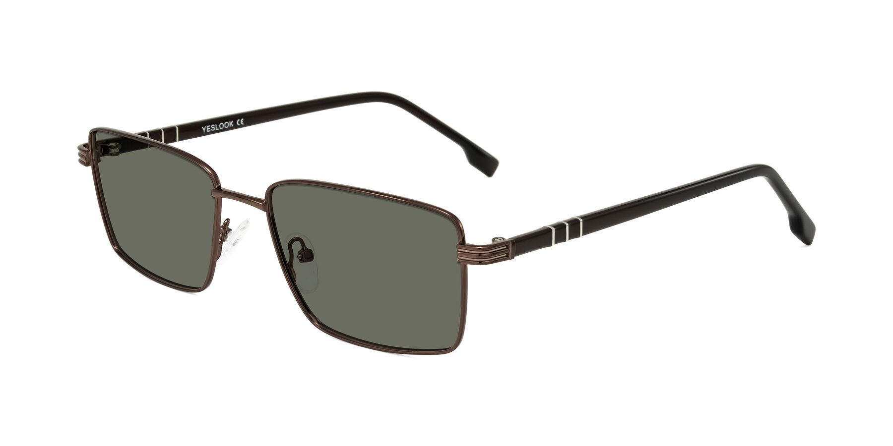 Angle of Raiyah in Bronze/Dark Brown with Gray Polarized Lenses