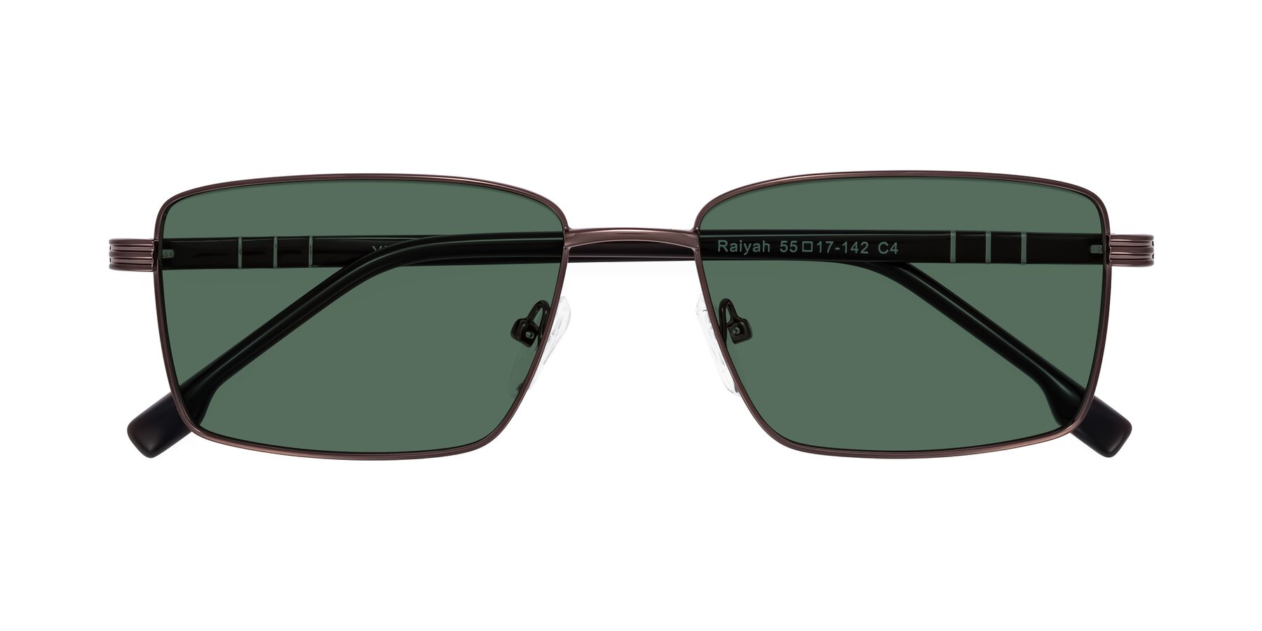 Folded Front of Raiyah in Bronze/Dark Brown with Green Polarized Lenses