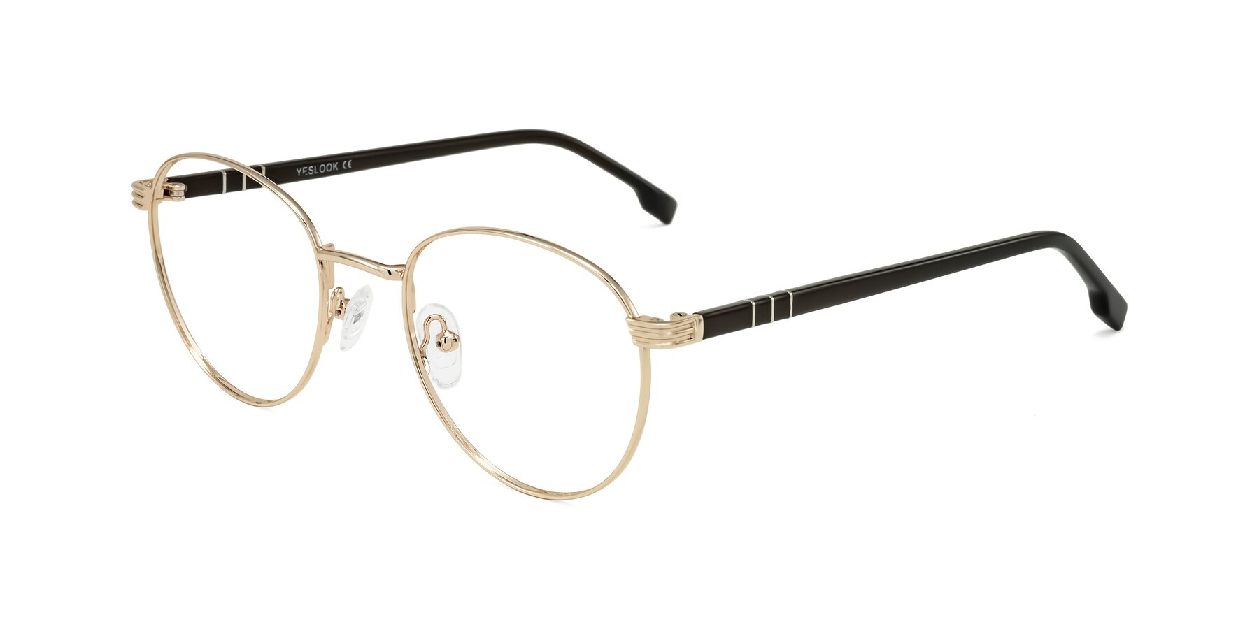 Angle of Orozco in Gold/Dark Brown with Clear Blue Light Blocking Lenses